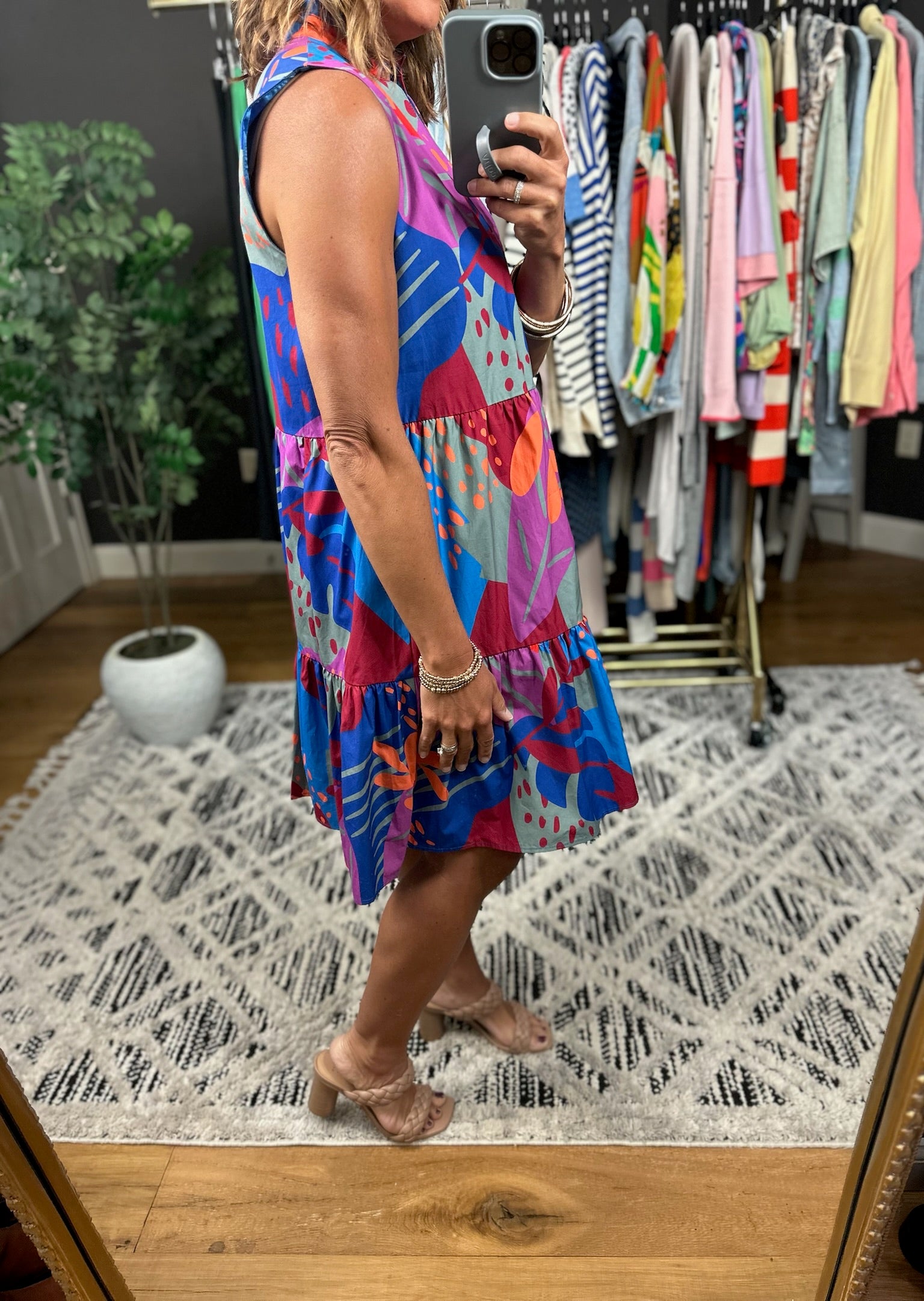 Where I Want To Be Tiered Dress - Royal Combo-Dresses-THML-Anna Kaytes Boutique, Women's Fashion Boutique in Grinnell, Iowa