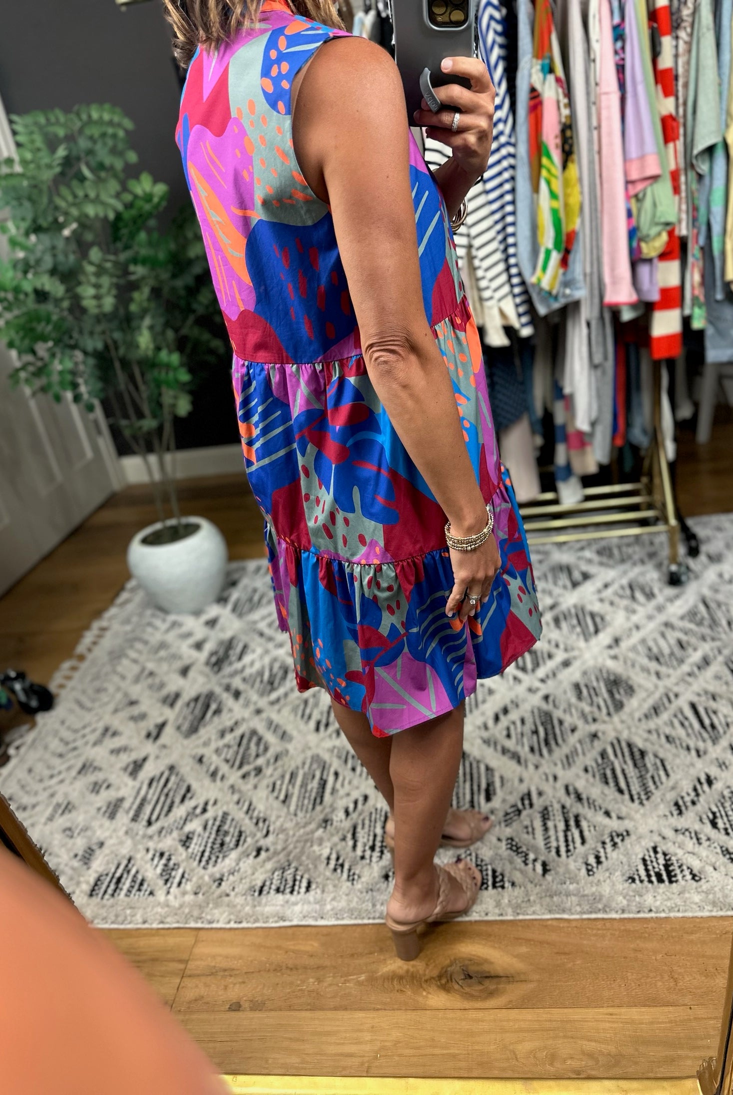 Where I Want To Be Tiered Dress - Royal Combo-Dresses-THML-Anna Kaytes Boutique, Women's Fashion Boutique in Grinnell, Iowa