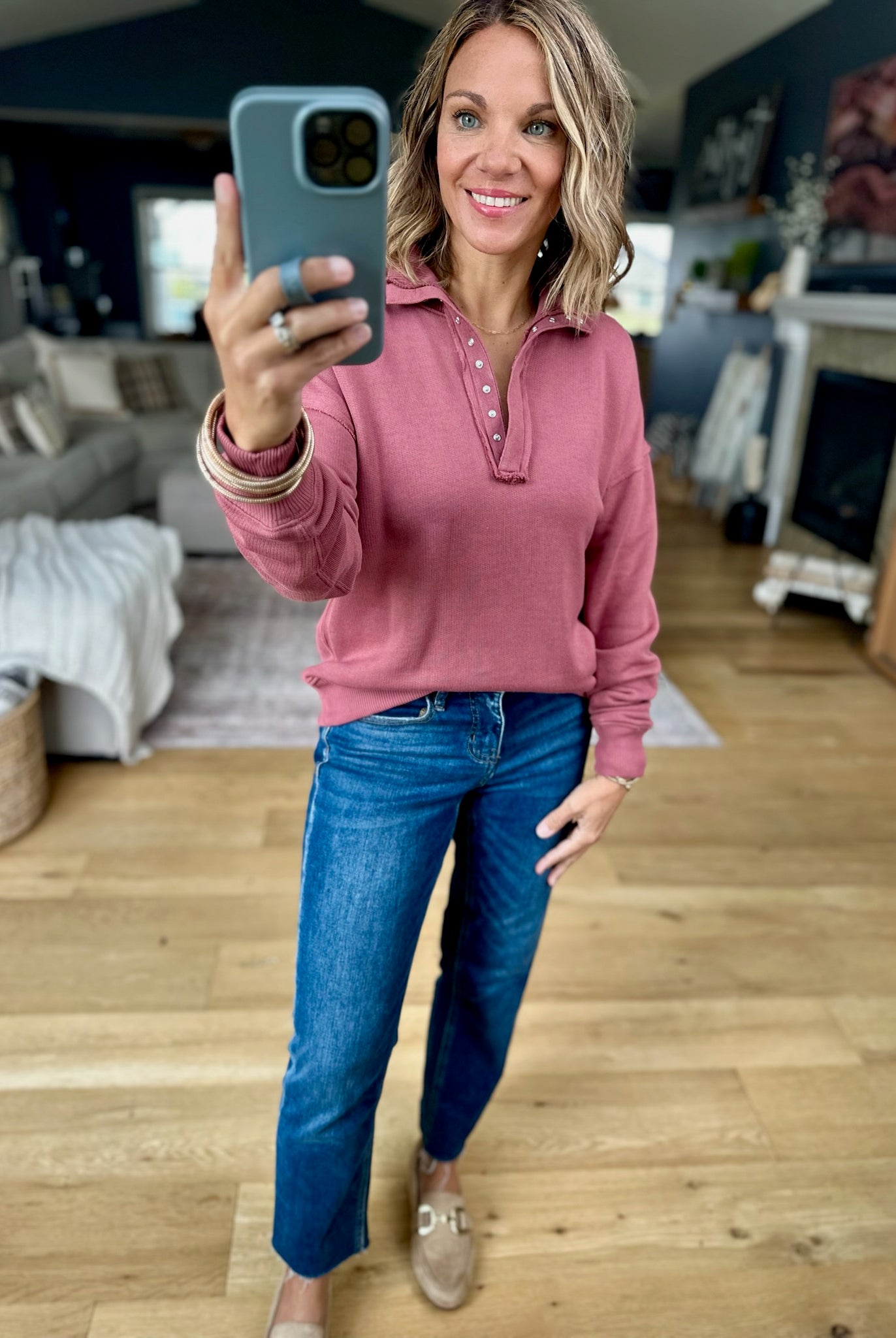 The Right Place Snap-Detail Pullover-Staccato-Anna Kaytes Boutique, Women's Fashion Boutique in Grinnell, Iowa