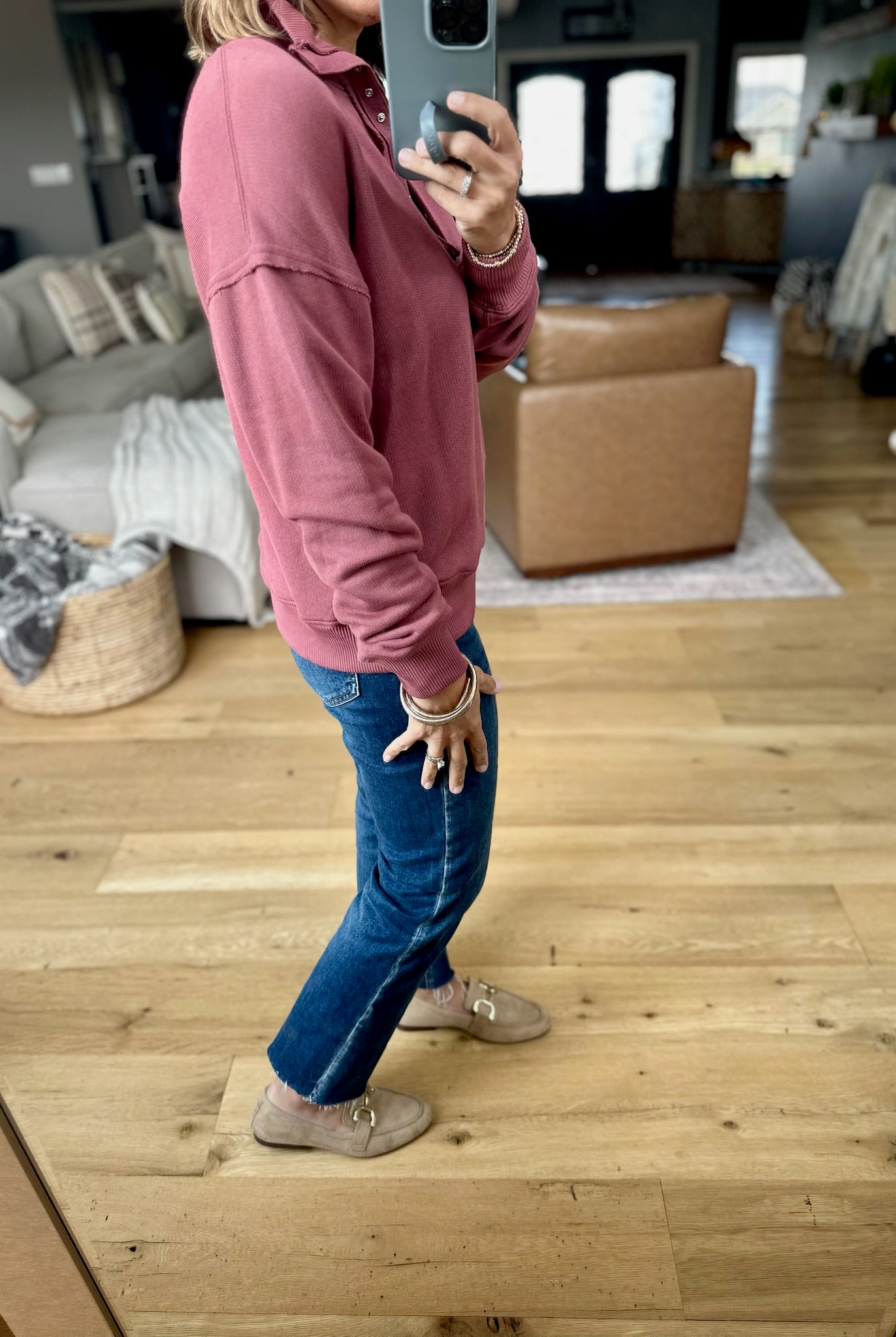 The Right Place Snap-Detail Pullover-Staccato-Anna Kaytes Boutique, Women's Fashion Boutique in Grinnell, Iowa