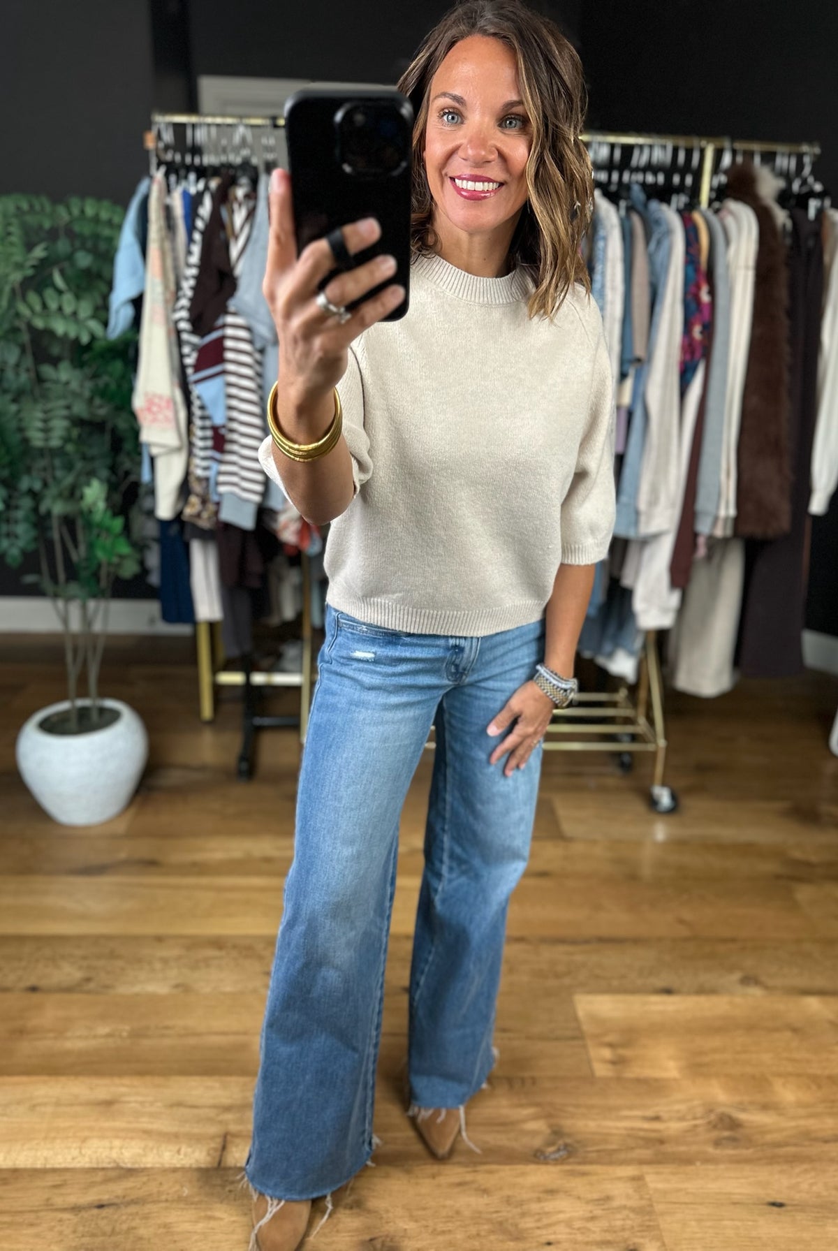 She's An Icon Bubble Sweater-Short Sleeves-She & Sky-Anna Kaytes Boutique, Women's Fashion Boutique in Grinnell, Iowa
