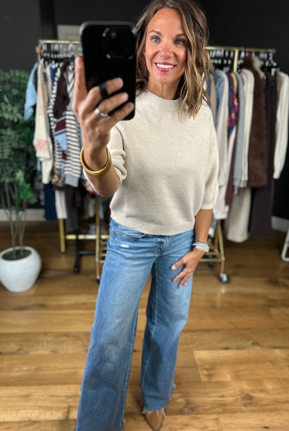 She's An Icon Bubble Sweater-Short Sleeves-She & Sky-Anna Kaytes Boutique, Women's Fashion Boutique in Grinnell, Iowa