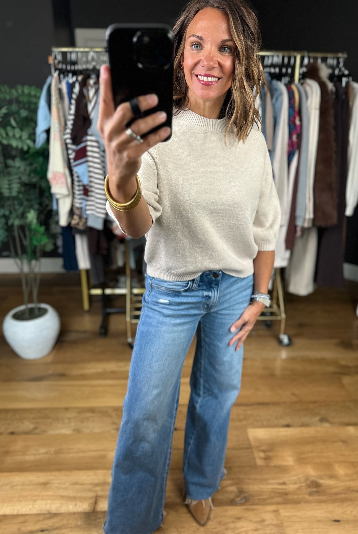 She's An Icon Bubble Sweater-Short Sleeves-She & Sky-Anna Kaytes Boutique, Women's Fashion Boutique in Grinnell, Iowa