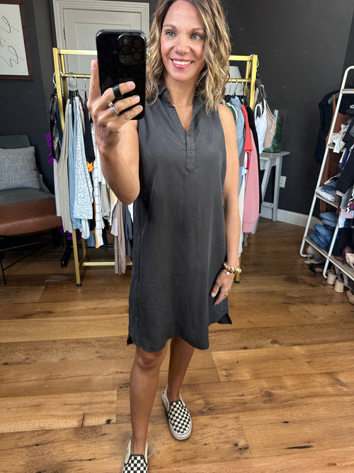 Keep Your Head Up Polo Pocket Dress - Charcoal-Be Cool 82631-Anna Kaytes Boutique, Women's Fashion Boutique in Grinnell, Iowa