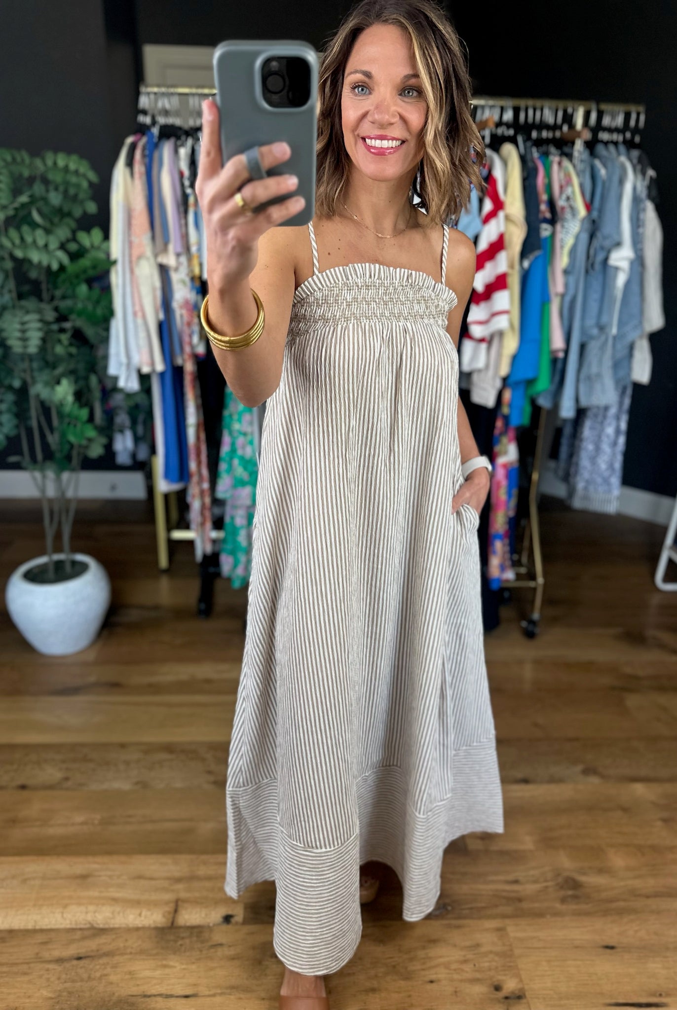 Where I'm From Smocked Pocket Dress-Dresses-Blu Pepper-Anna Kaytes Boutique, Women's Fashion Boutique in Grinnell, Iowa