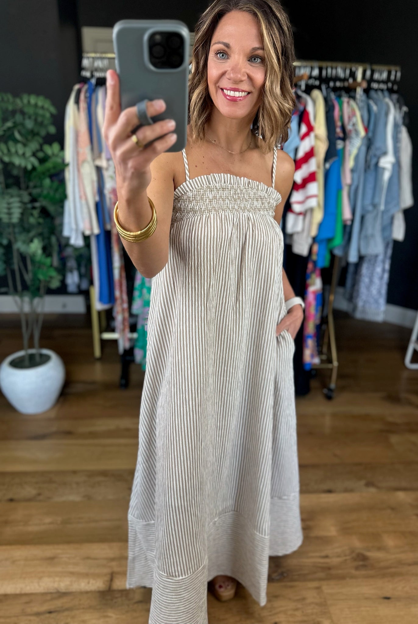 Where I'm From Smocked Pocket Dress-Dresses-Blu Pepper-Anna Kaytes Boutique, Women's Fashion Boutique in Grinnell, Iowa