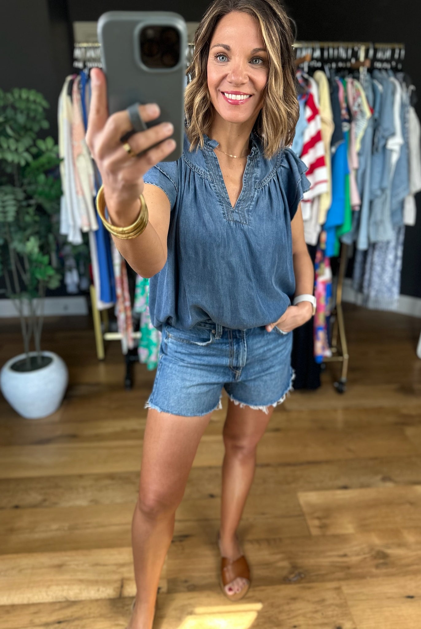 My View Flutter Sleeve Tencel Top-Short Sleeves-Fate-Anna Kaytes Boutique, Women's Fashion Boutique in Grinnell, Iowa