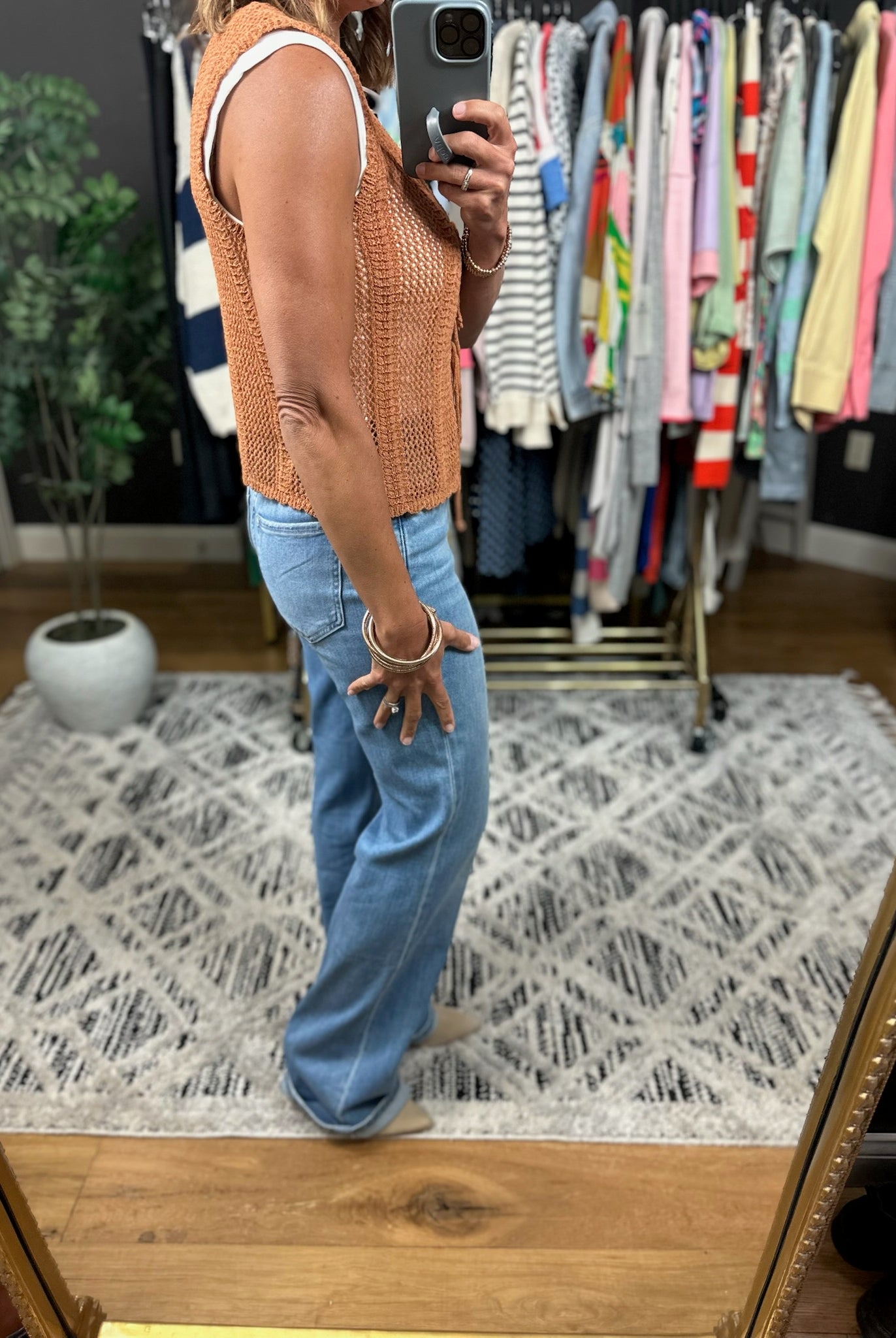 Sunset Clay Crochet-Knit Vest-Sleeveless-Be Cool-Anna Kaytes Boutique, Women's Fashion Boutique in Grinnell, Iowa