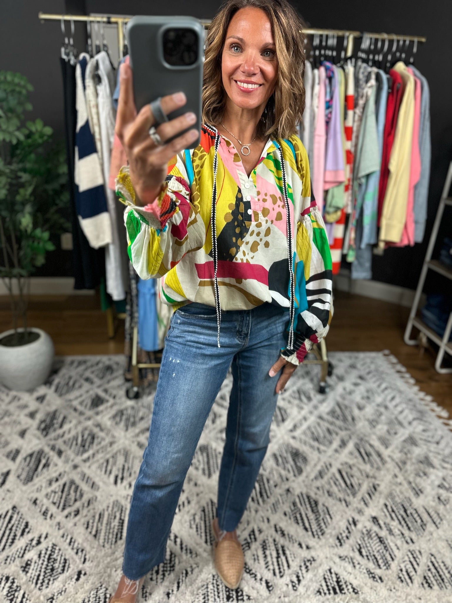 On The Edge Abstract Print Top-Long Sleeves-Fate-Anna Kaytes Boutique, Women's Fashion Boutique in Grinnell, Iowa