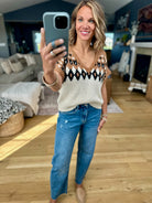 Fall For You Patterned V-Neck Knit Top-Blu Pepper-Anna Kaytes Boutique, Women's Fashion Boutique in Grinnell, Iowa