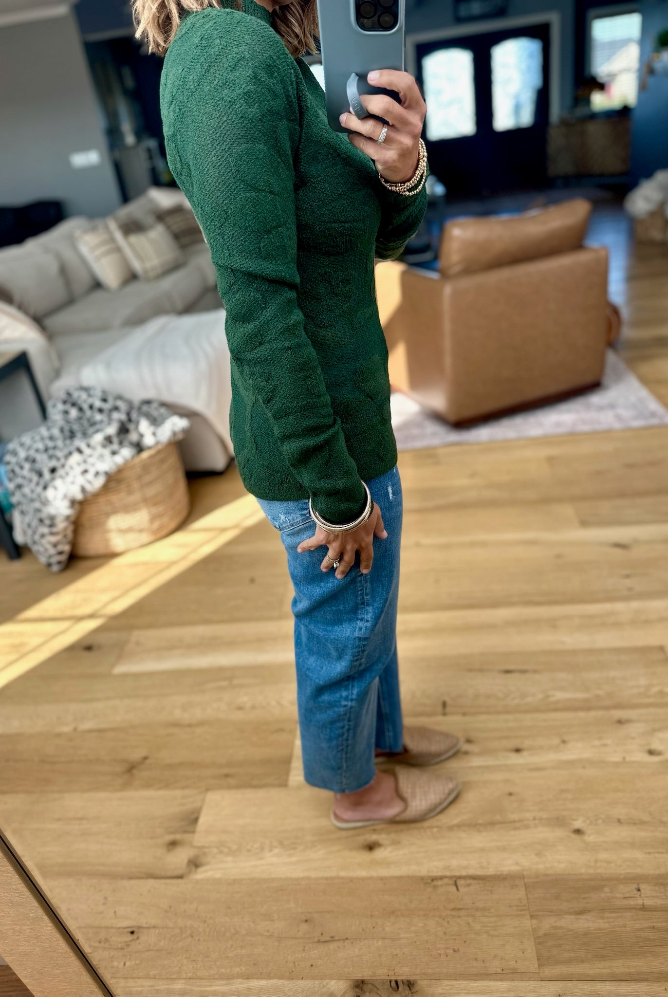 All The Time Floral Textured Mock Neck Knit Sweater Top-Anniewear-Anna Kaytes Boutique, Women's Fashion Boutique in Grinnell, Iowa