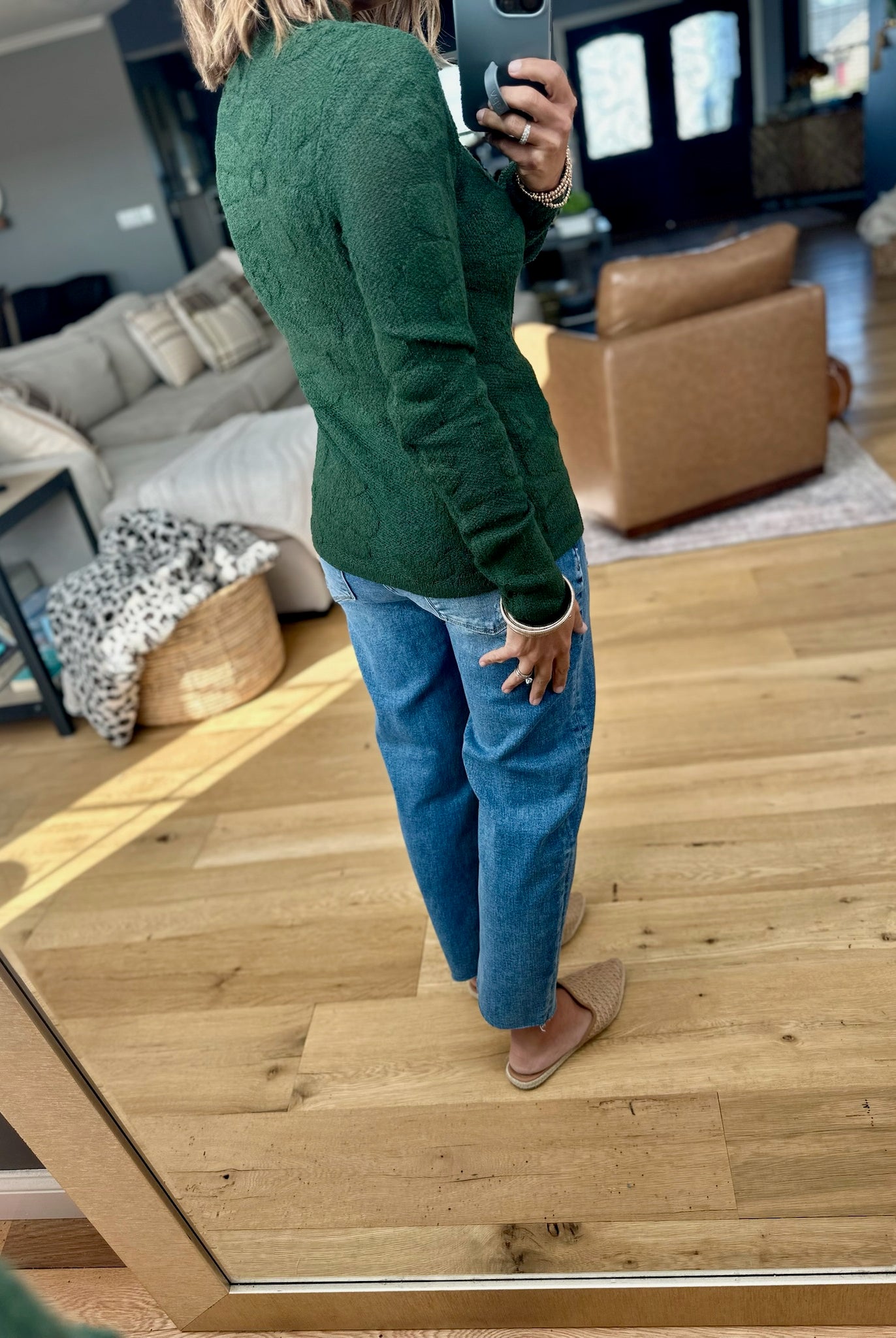 All The Time Floral Textured Mock Neck Knit Sweater Top-Anniewear-Anna Kaytes Boutique, Women's Fashion Boutique in Grinnell, Iowa