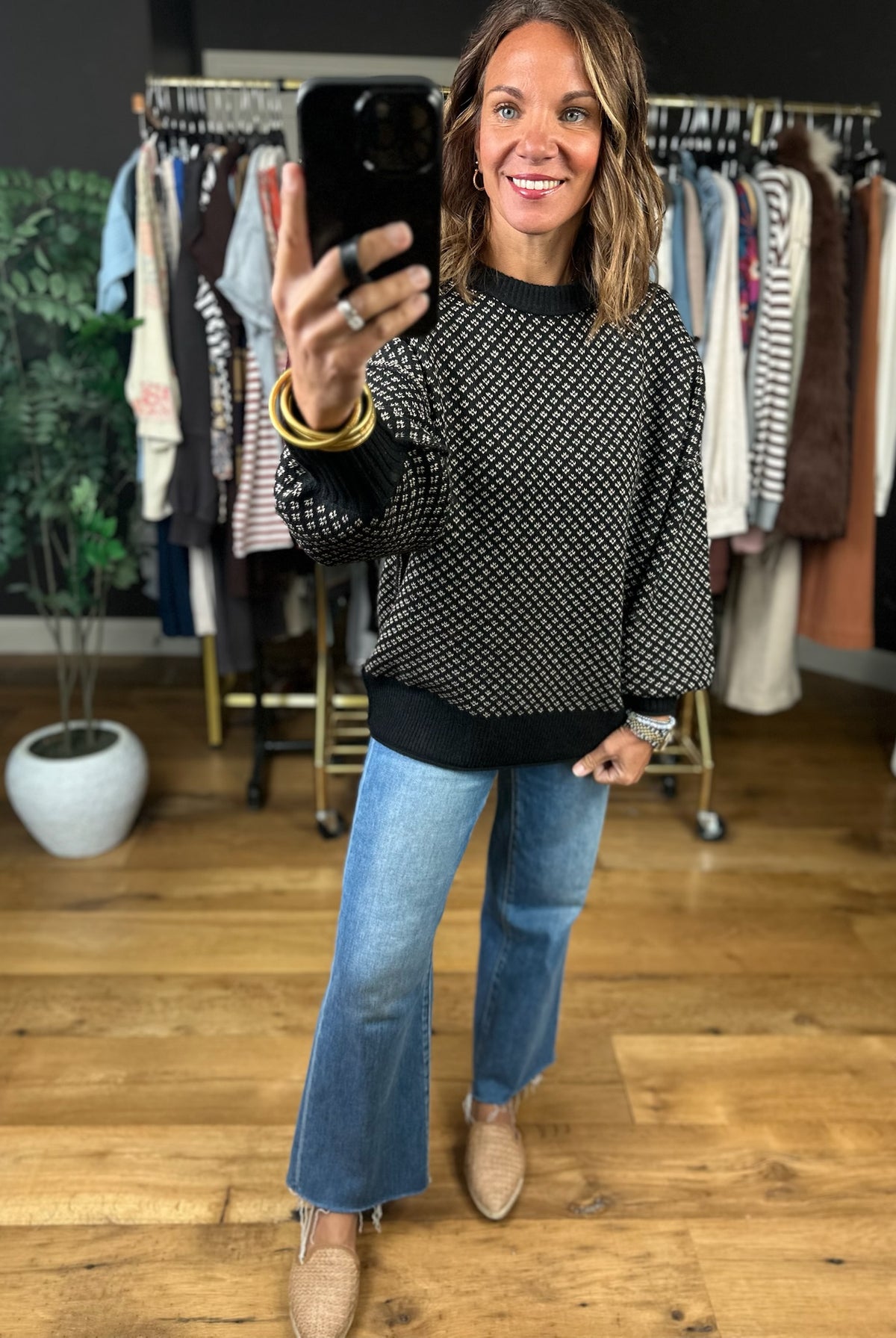 New Days Patterned Sweater-Sweaters-Blu Pepper-Anna Kaytes Boutique, Women's Fashion Boutique in Grinnell, Iowa