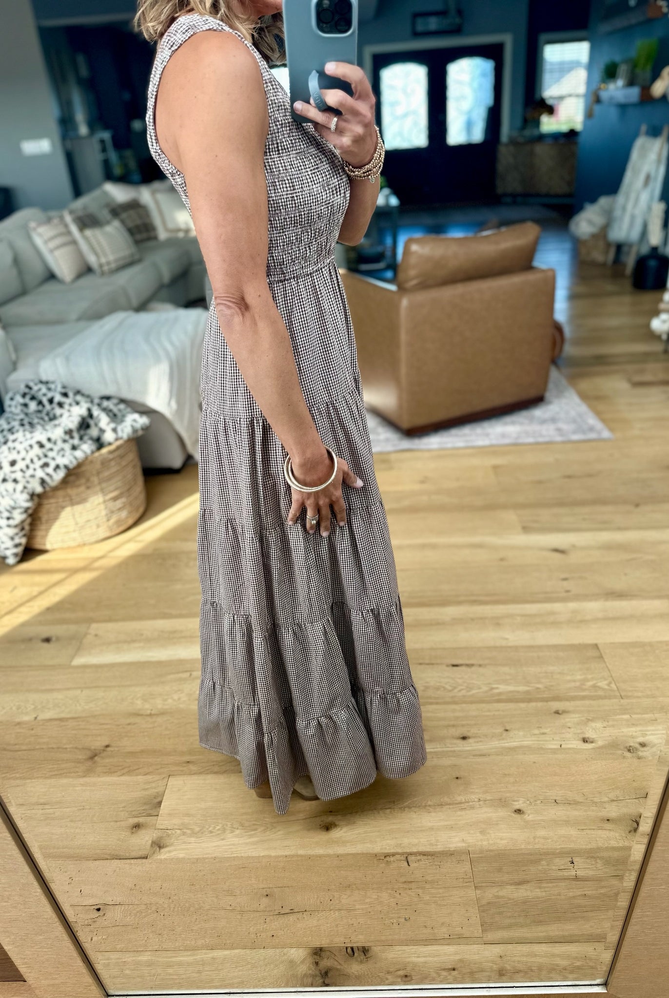 Call It Country Micro-Plaid Maxi Dress-Wishlist-Anna Kaytes Boutique, Women's Fashion Boutique in Grinnell, Iowa