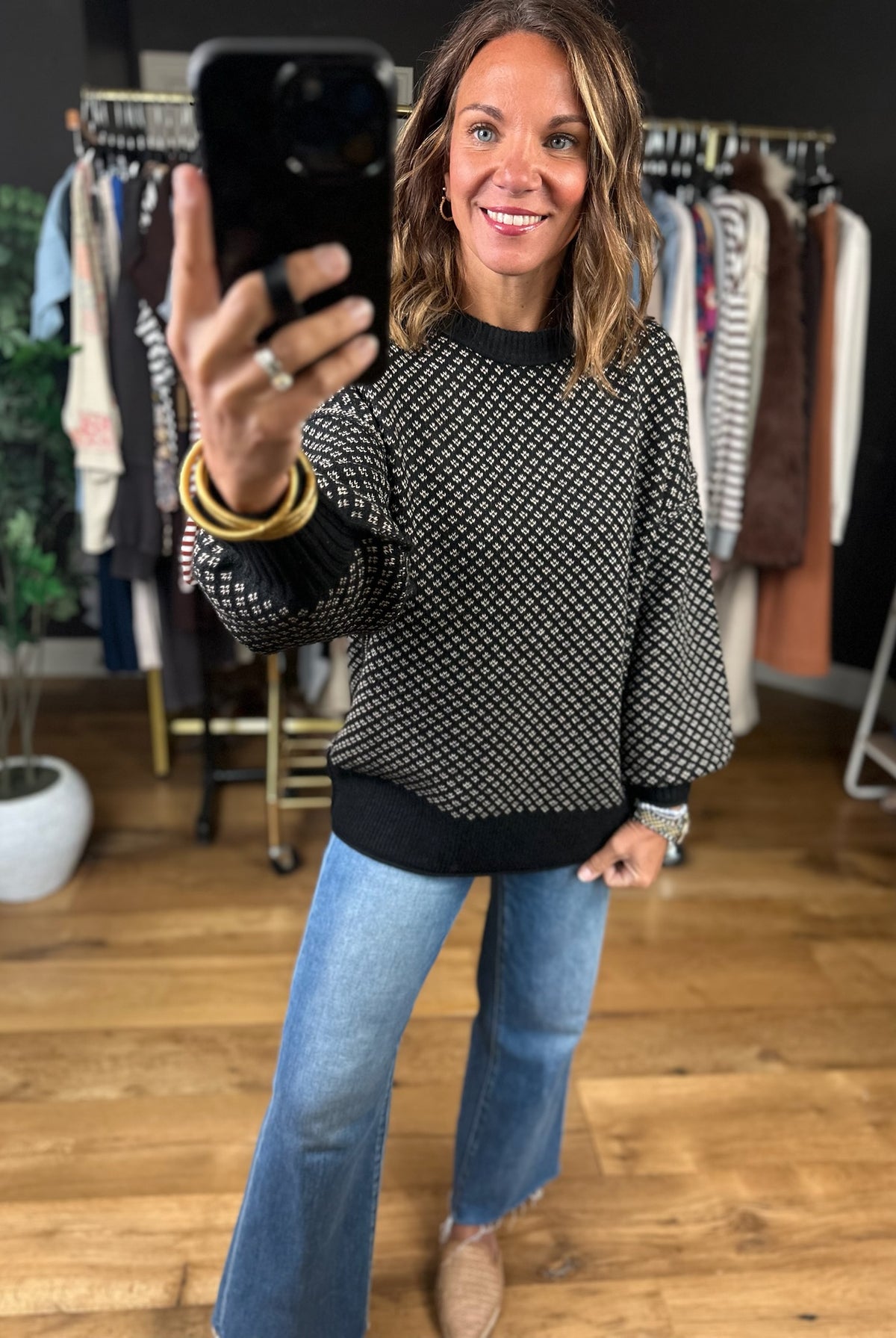 New Days Patterned Sweater-Sweaters-Blu Pepper-Anna Kaytes Boutique, Women's Fashion Boutique in Grinnell, Iowa