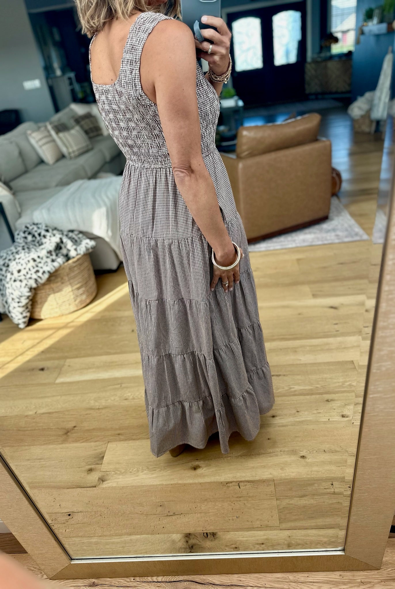 Call It Country Micro-Plaid Maxi Dress-Wishlist-Anna Kaytes Boutique, Women's Fashion Boutique in Grinnell, Iowa