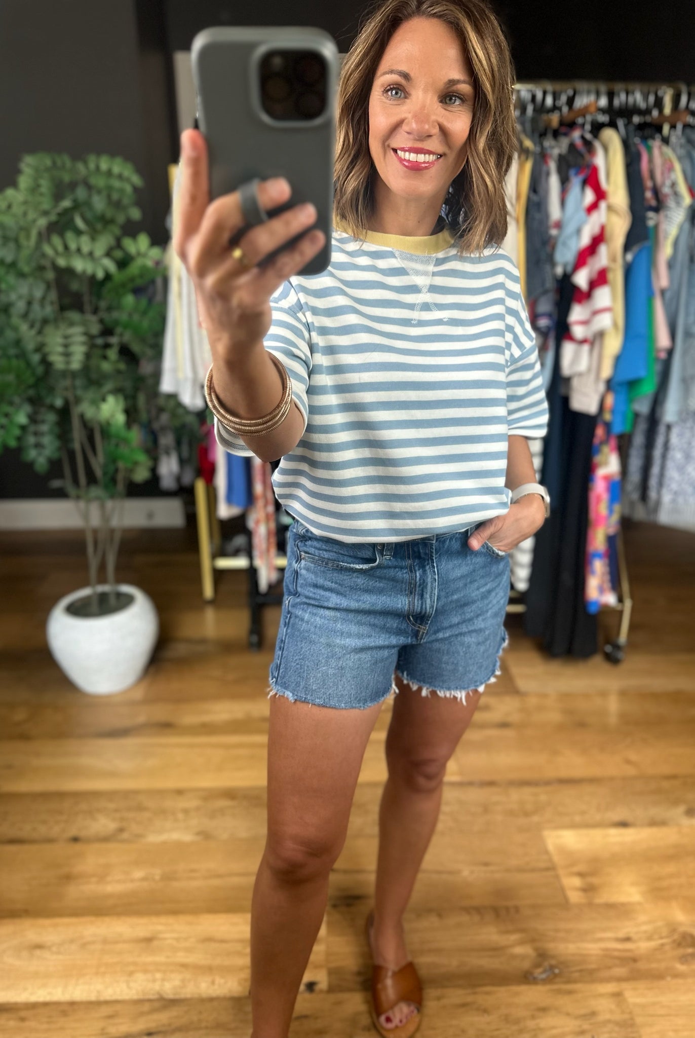 Making Room Striped Tee-Short Sleeves-Blu Pepper-Anna Kaytes Boutique, Women's Fashion Boutique in Grinnell, Iowa
