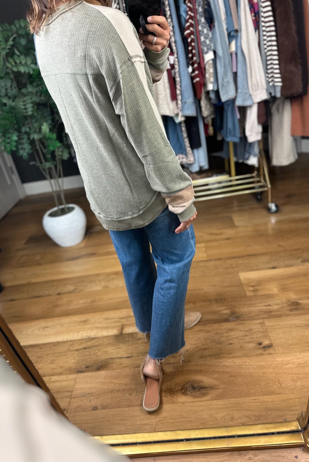 Catching Feelings V-Neck Waffle Top-Long Sleeves-Very J-Anna Kaytes Boutique, Women's Fashion Boutique in Grinnell, Iowa