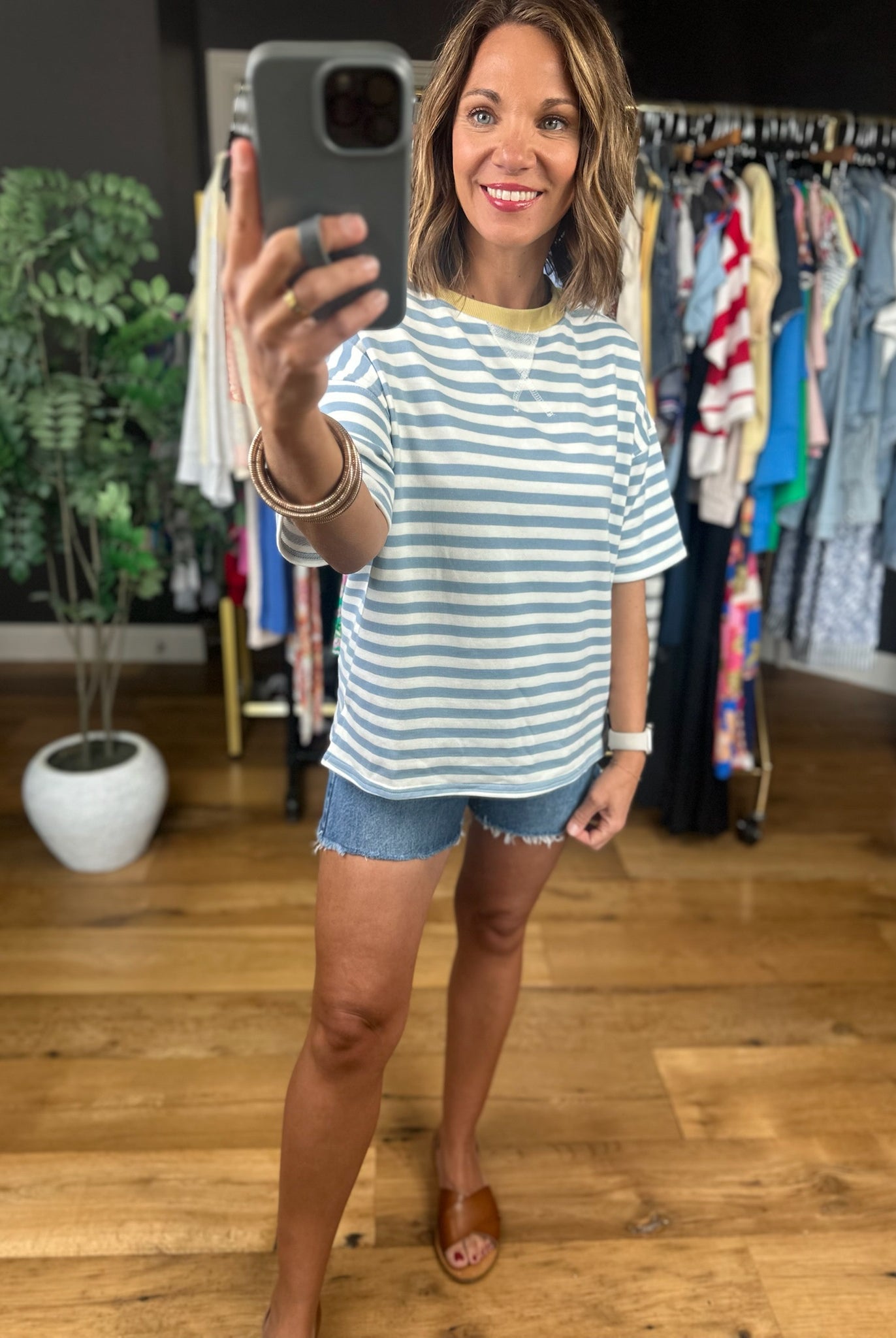 Making Room Striped Tee-Short Sleeves-Blu Pepper-Anna Kaytes Boutique, Women's Fashion Boutique in Grinnell, Iowa
