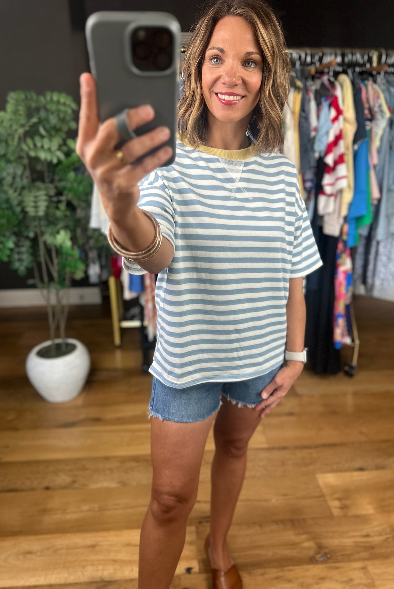 Making Room Striped Tee-Short Sleeves-Blu Pepper-Anna Kaytes Boutique, Women's Fashion Boutique in Grinnell, Iowa