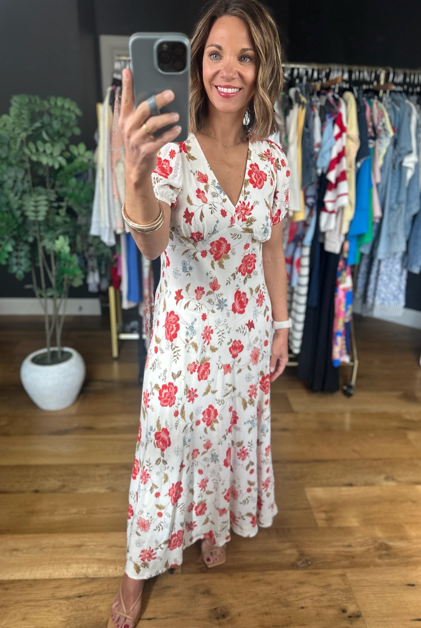 Garden Soiree Floral Dress-Dresses-Blu Pepper-Anna Kaytes Boutique, Women's Fashion Boutique in Grinnell, Iowa