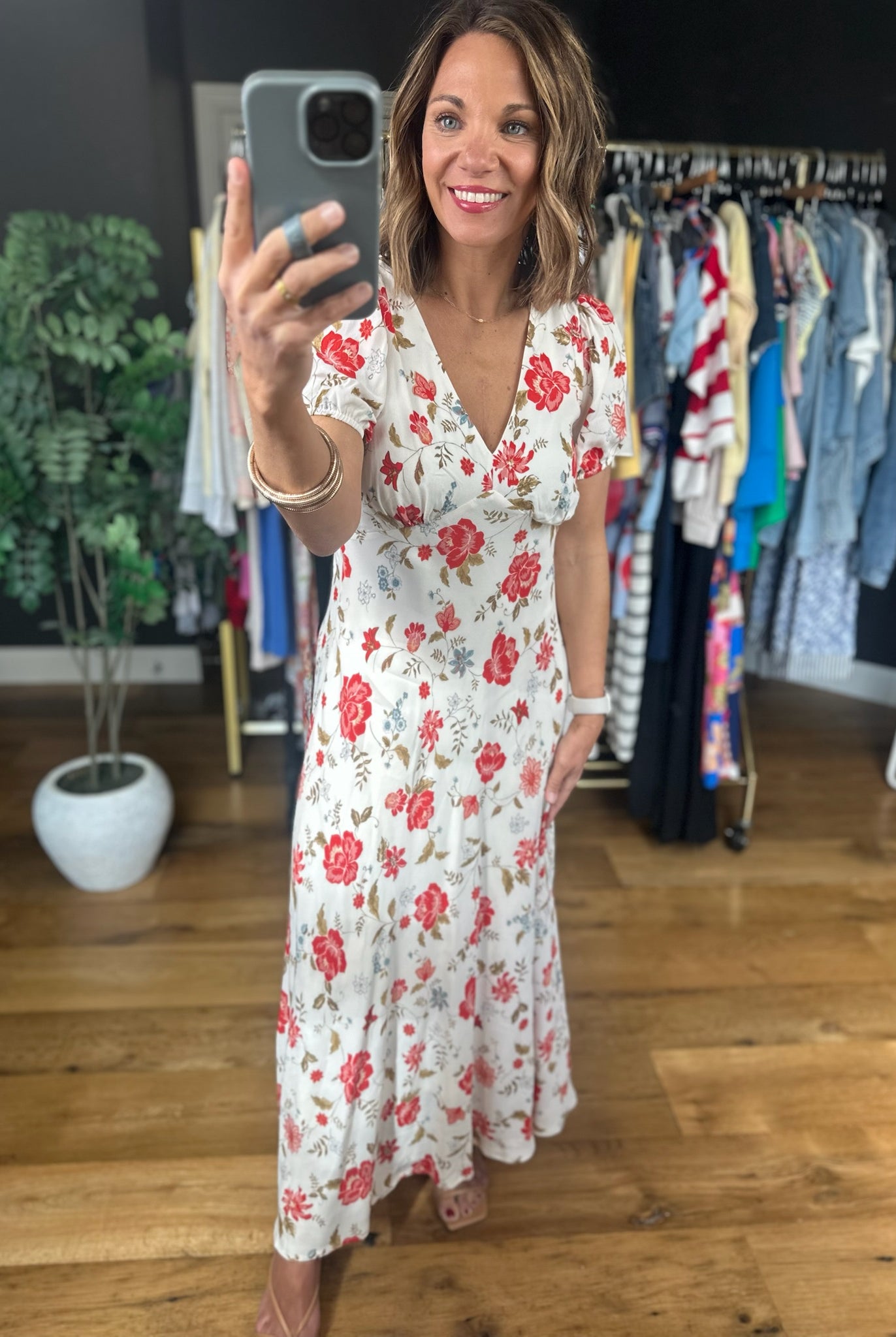 Garden Soiree Floral Dress-Dresses-Blu Pepper-Anna Kaytes Boutique, Women's Fashion Boutique in Grinnell, Iowa