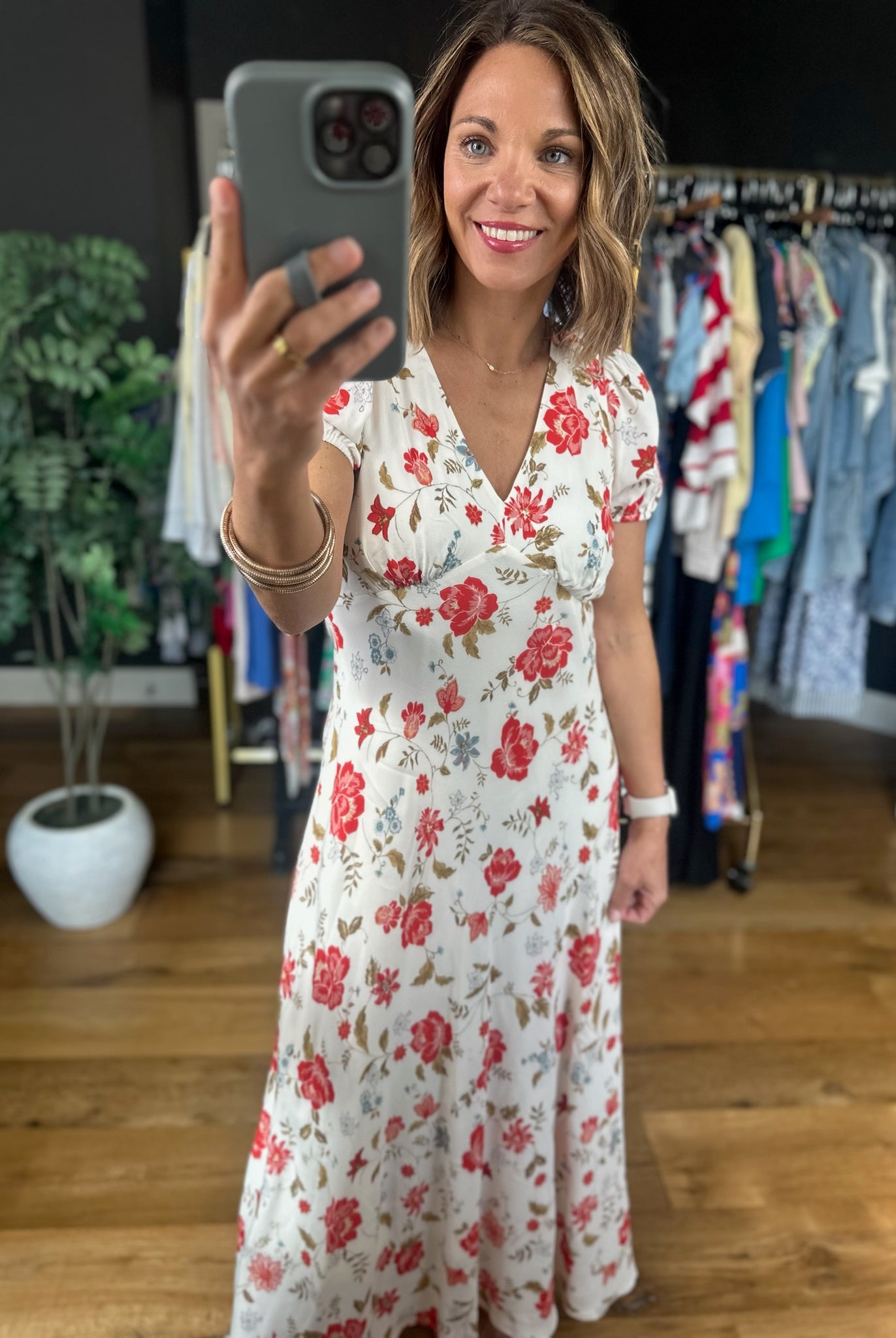 Garden Soiree Floral Dress-Dresses-Blu Pepper-Anna Kaytes Boutique, Women's Fashion Boutique in Grinnell, Iowa
