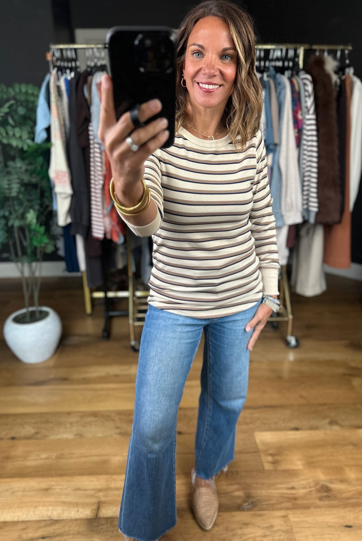 Not Pretending Striped Long Sleeve Top-Long Sleeves-Thread & Supply-Anna Kaytes Boutique, Women's Fashion Boutique in Grinnell, Iowa