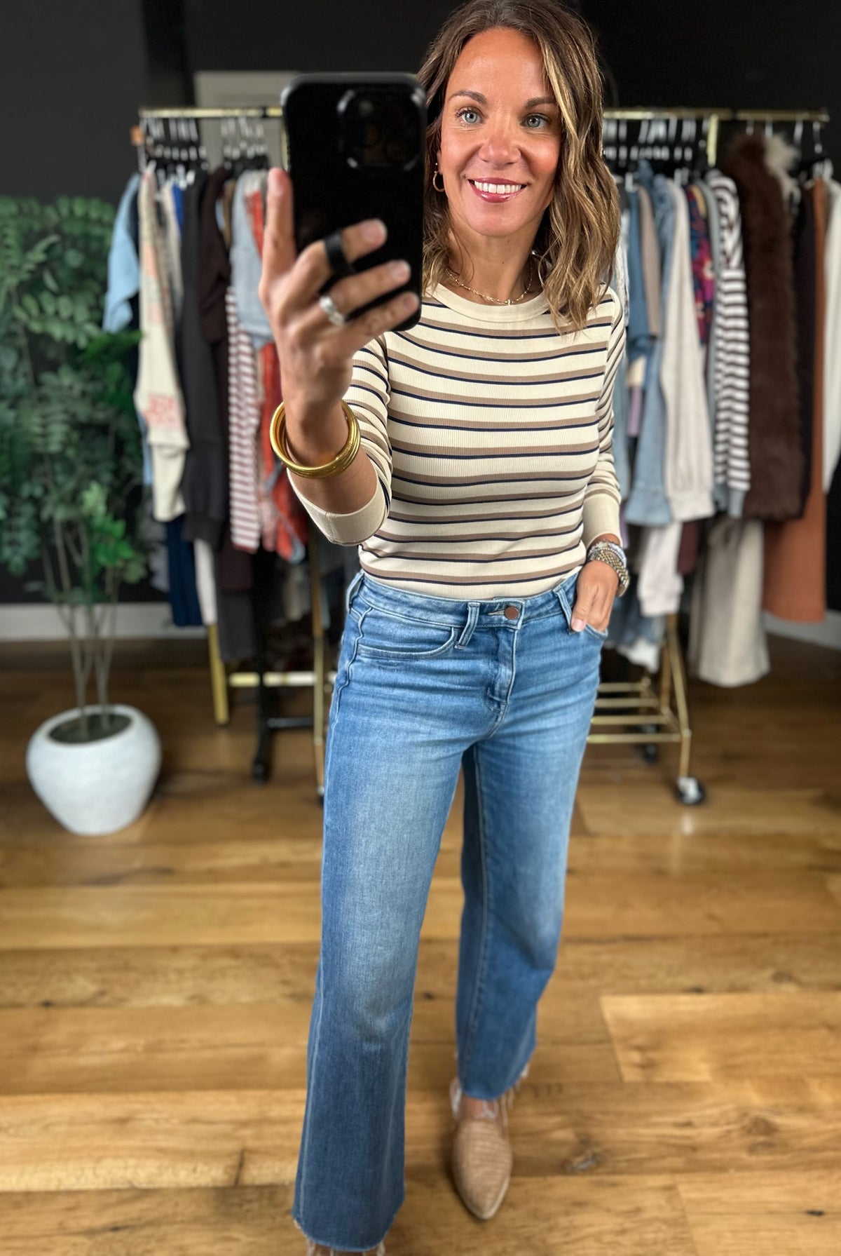 Not Pretending Striped Long Sleeve Top-Long Sleeves-Thread & Supply-Anna Kaytes Boutique, Women's Fashion Boutique in Grinnell, Iowa