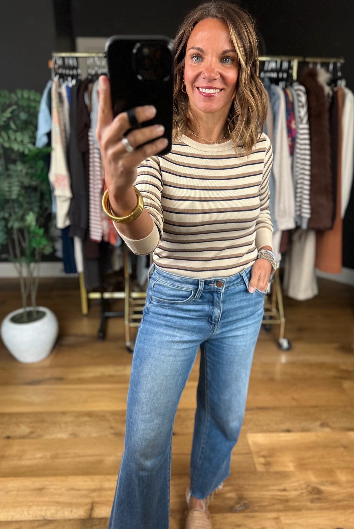 Not Pretending Striped Long Sleeve Top-Long Sleeves-Thread & Supply-Anna Kaytes Boutique, Women's Fashion Boutique in Grinnell, Iowa