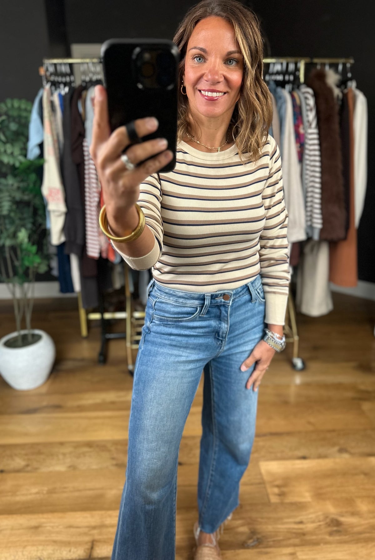 Not Pretending Striped Long Sleeve Top-Long Sleeves-Thread & Supply-Anna Kaytes Boutique, Women's Fashion Boutique in Grinnell, Iowa