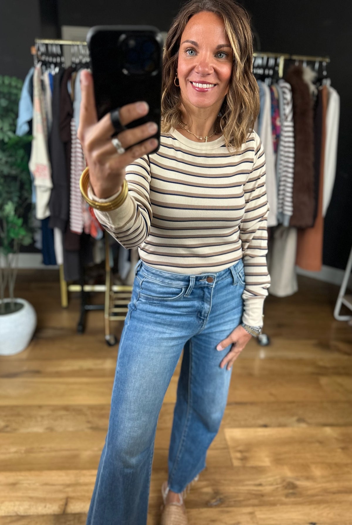Not Pretending Striped Long Sleeve Top-Long Sleeves-Thread & Supply-Anna Kaytes Boutique, Women's Fashion Boutique in Grinnell, Iowa