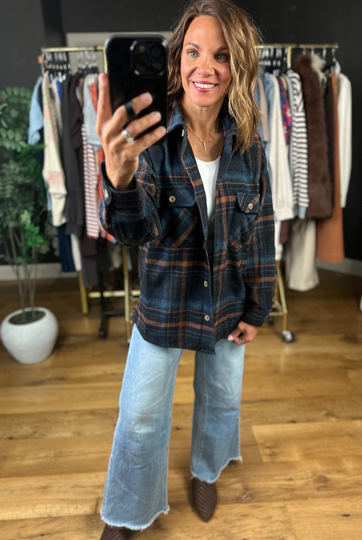 Send My Love Flannel Shacket-Jackets-Staccato-Anna Kaytes Boutique, Women's Fashion Boutique in Grinnell, Iowa