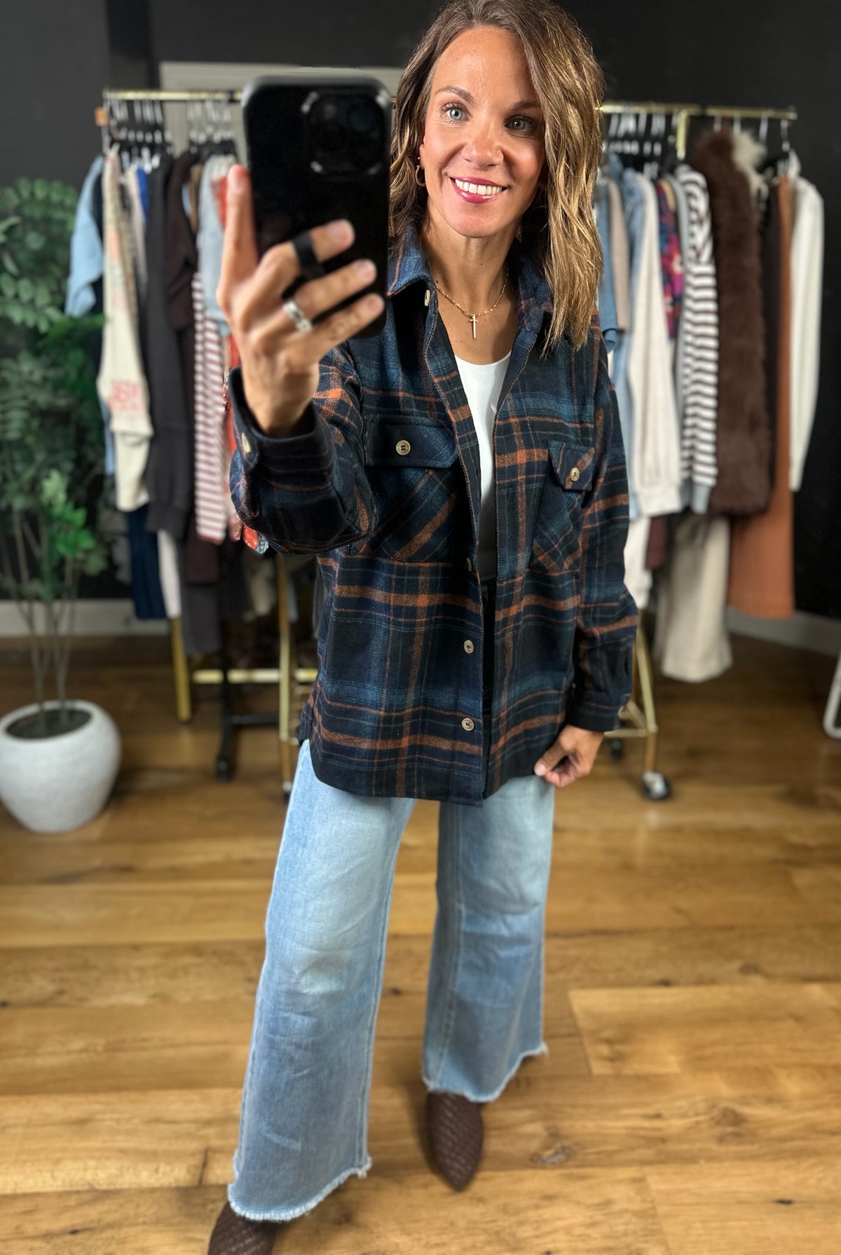 Send My Love Flannel Shacket-Jackets-Staccato-Anna Kaytes Boutique, Women's Fashion Boutique in Grinnell, Iowa
