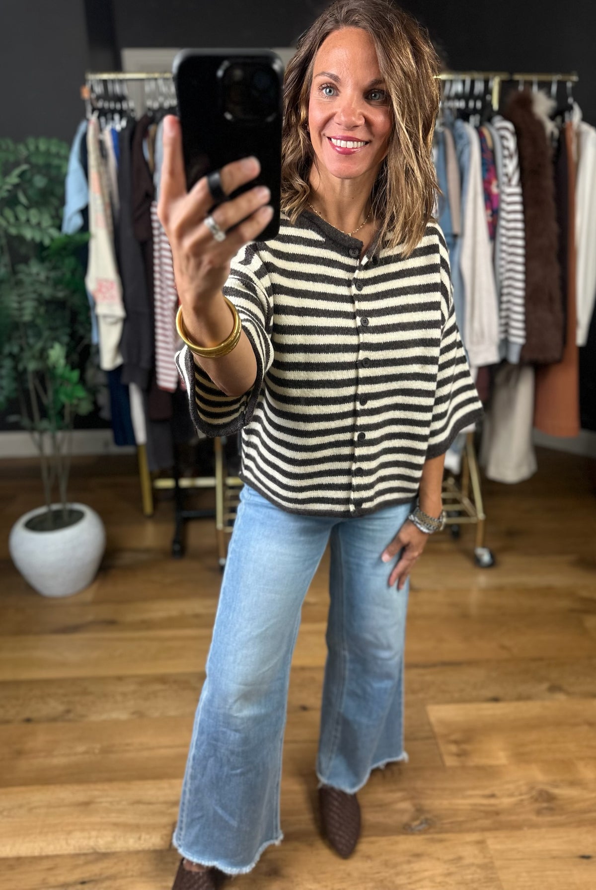 Sit With Me Striped Cardigan-Sweaters-By Together-Anna Kaytes Boutique, Women's Fashion Boutique in Grinnell, Iowa
