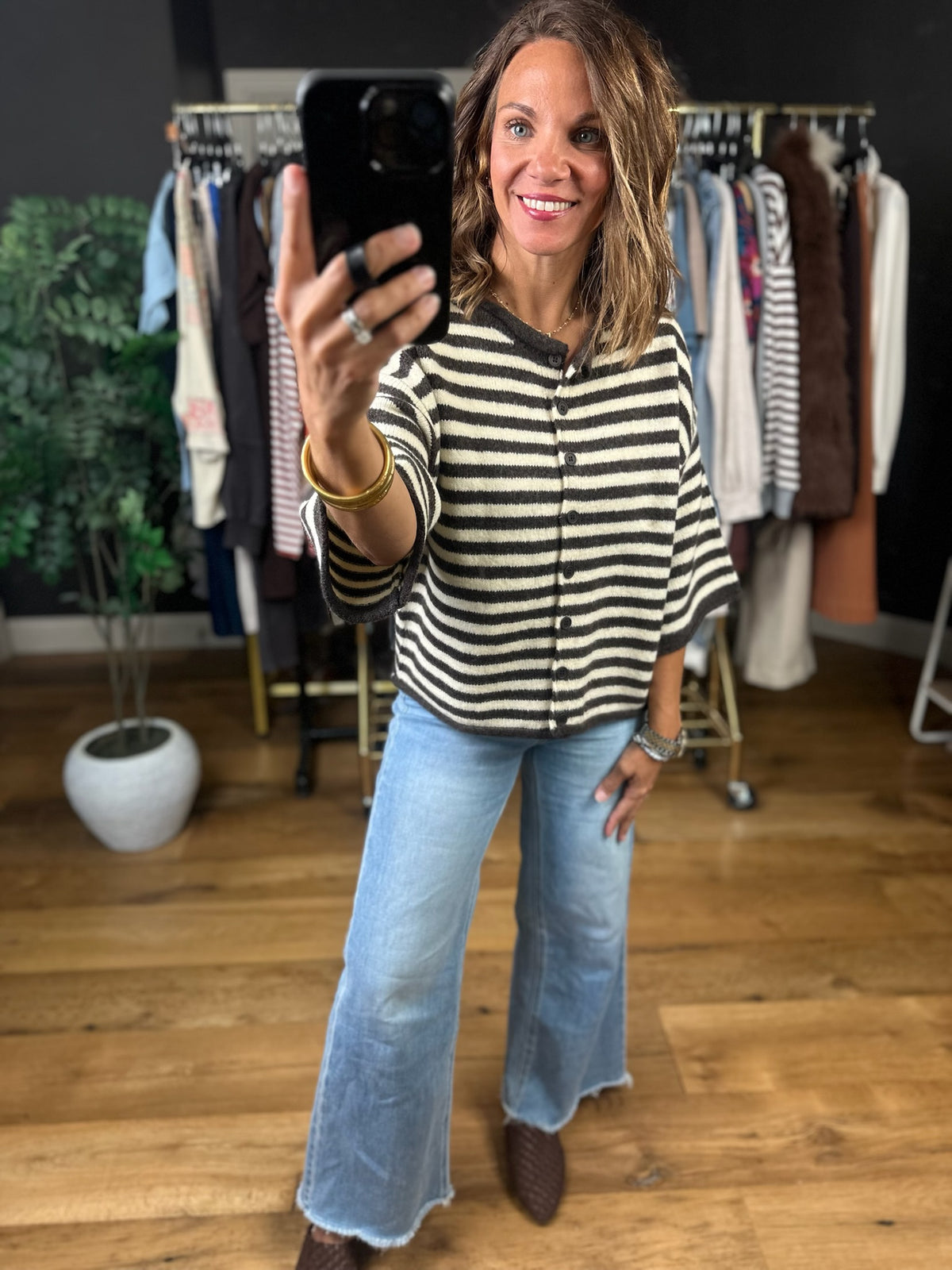 Sit With Me Striped Cardigan-Sweaters-By Together-Anna Kaytes Boutique, Women's Fashion Boutique in Grinnell, Iowa
