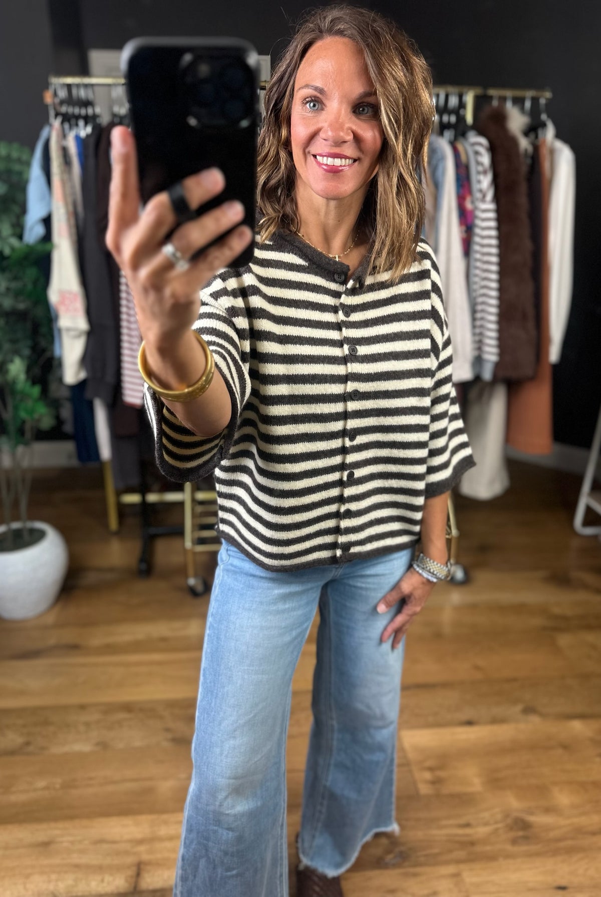 Sit With Me Striped Cardigan-Sweaters-By Together-Anna Kaytes Boutique, Women's Fashion Boutique in Grinnell, Iowa