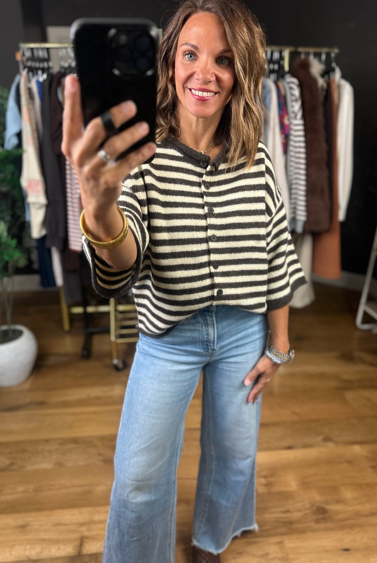 Sit With Me Striped Cardigan-Sweaters-By Together-Anna Kaytes Boutique, Women's Fashion Boutique in Grinnell, Iowa