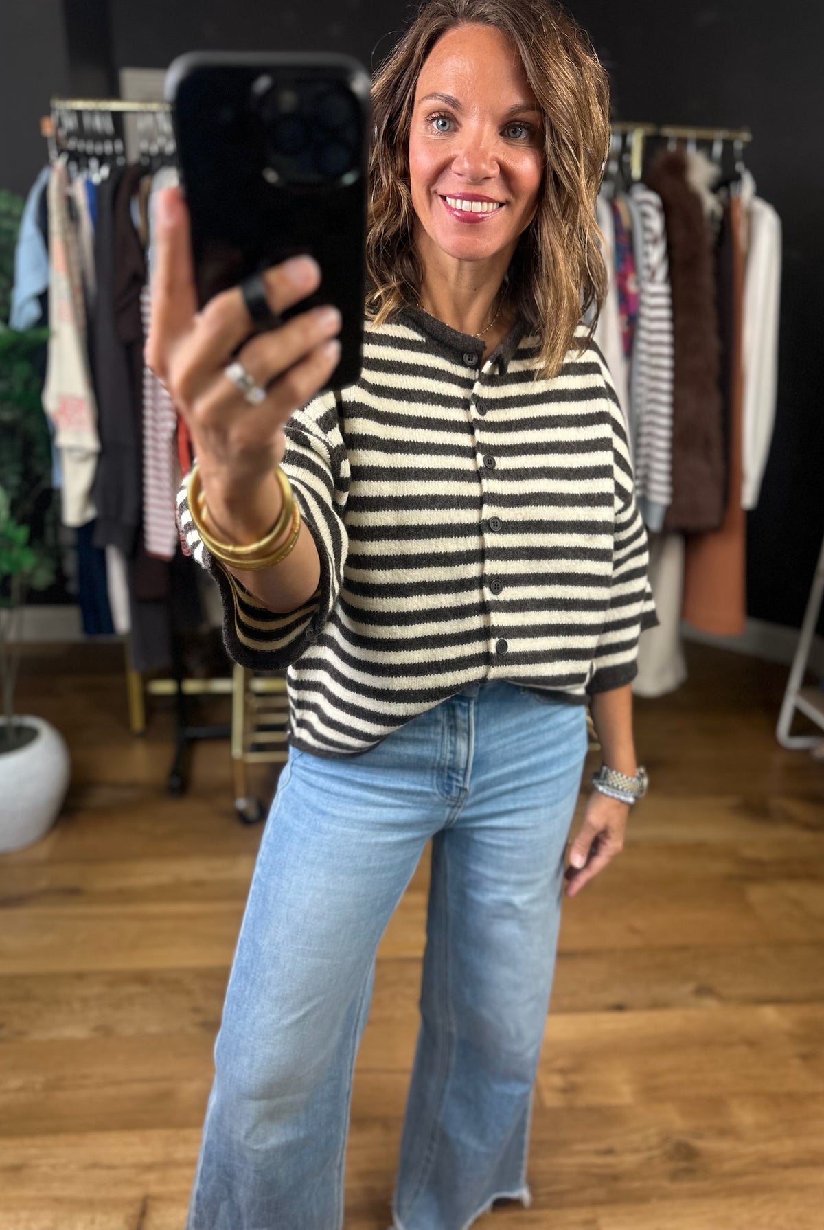 Sit With Me Striped Cardigan-Sweaters-By Together-Anna Kaytes Boutique, Women's Fashion Boutique in Grinnell, Iowa