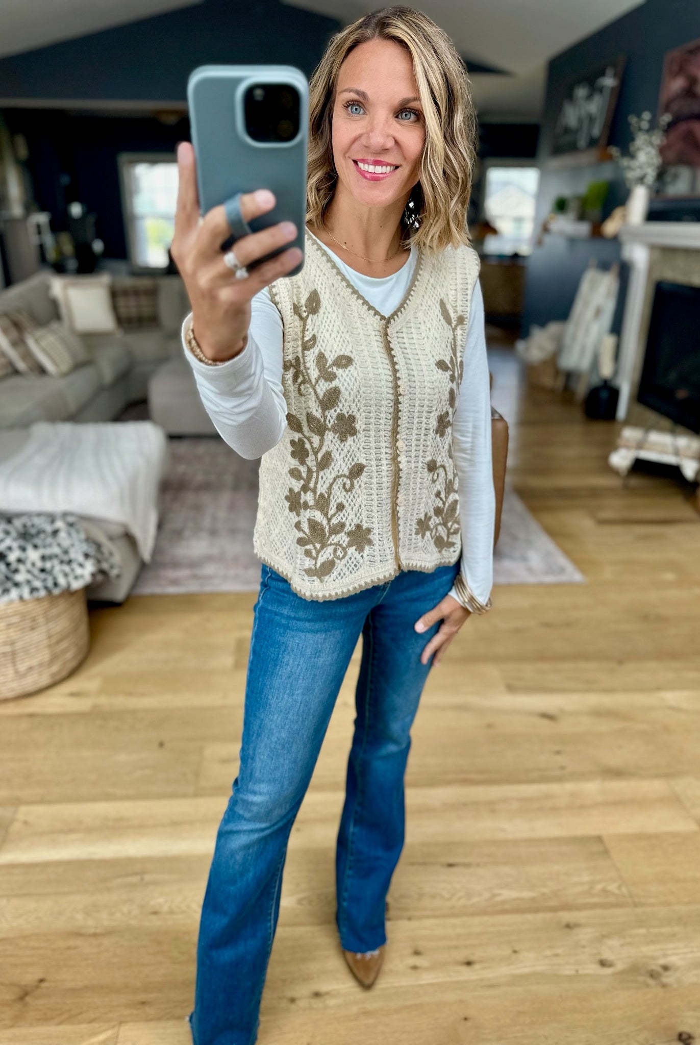 **Hearth Glow Crochet Knit Vest-Anniewear-Anna Kaytes Boutique, Women's Fashion Boutique in Grinnell, Iowa