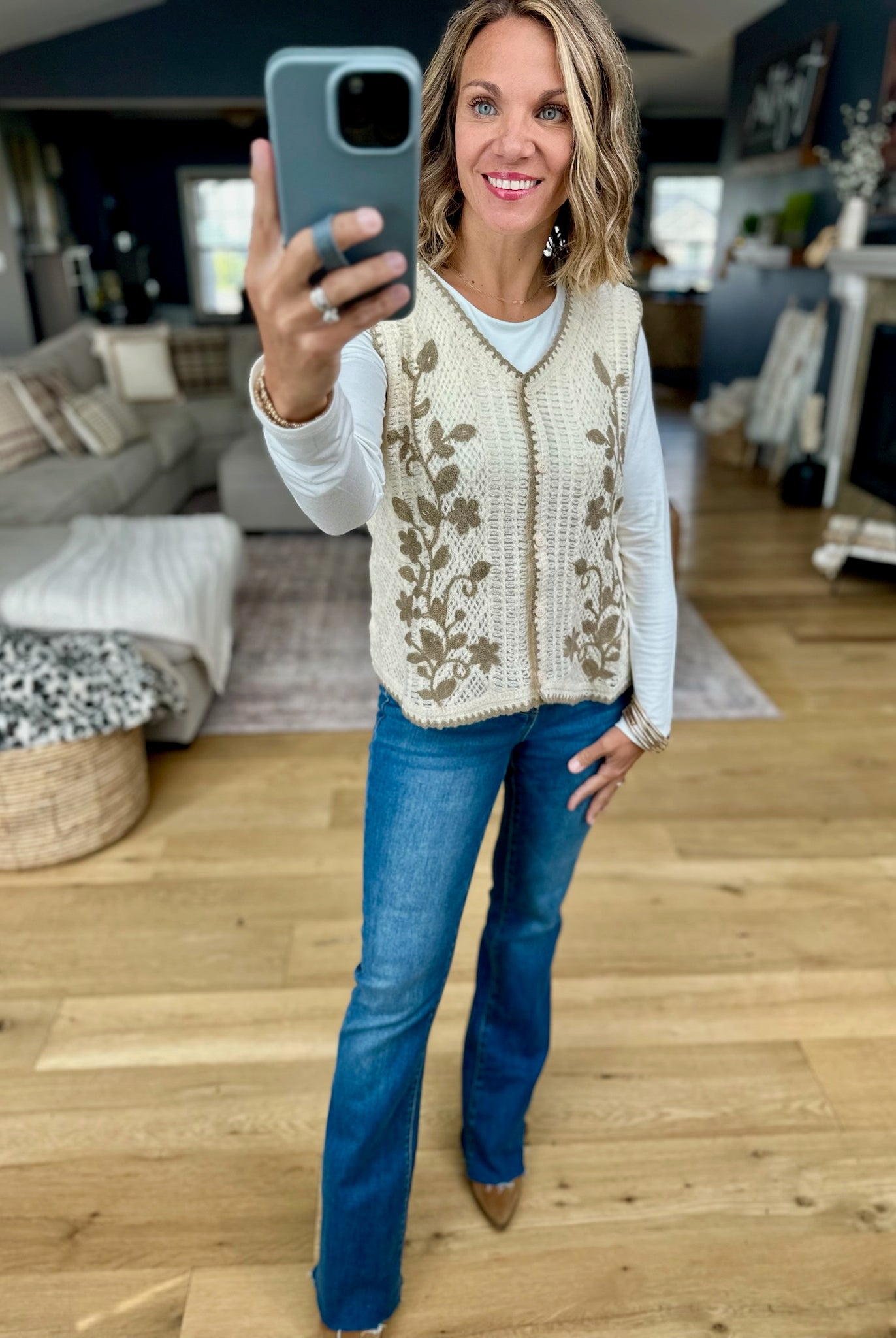 **Hearth Glow Crochet Knit Vest-Anniewear-Anna Kaytes Boutique, Women's Fashion Boutique in Grinnell, Iowa