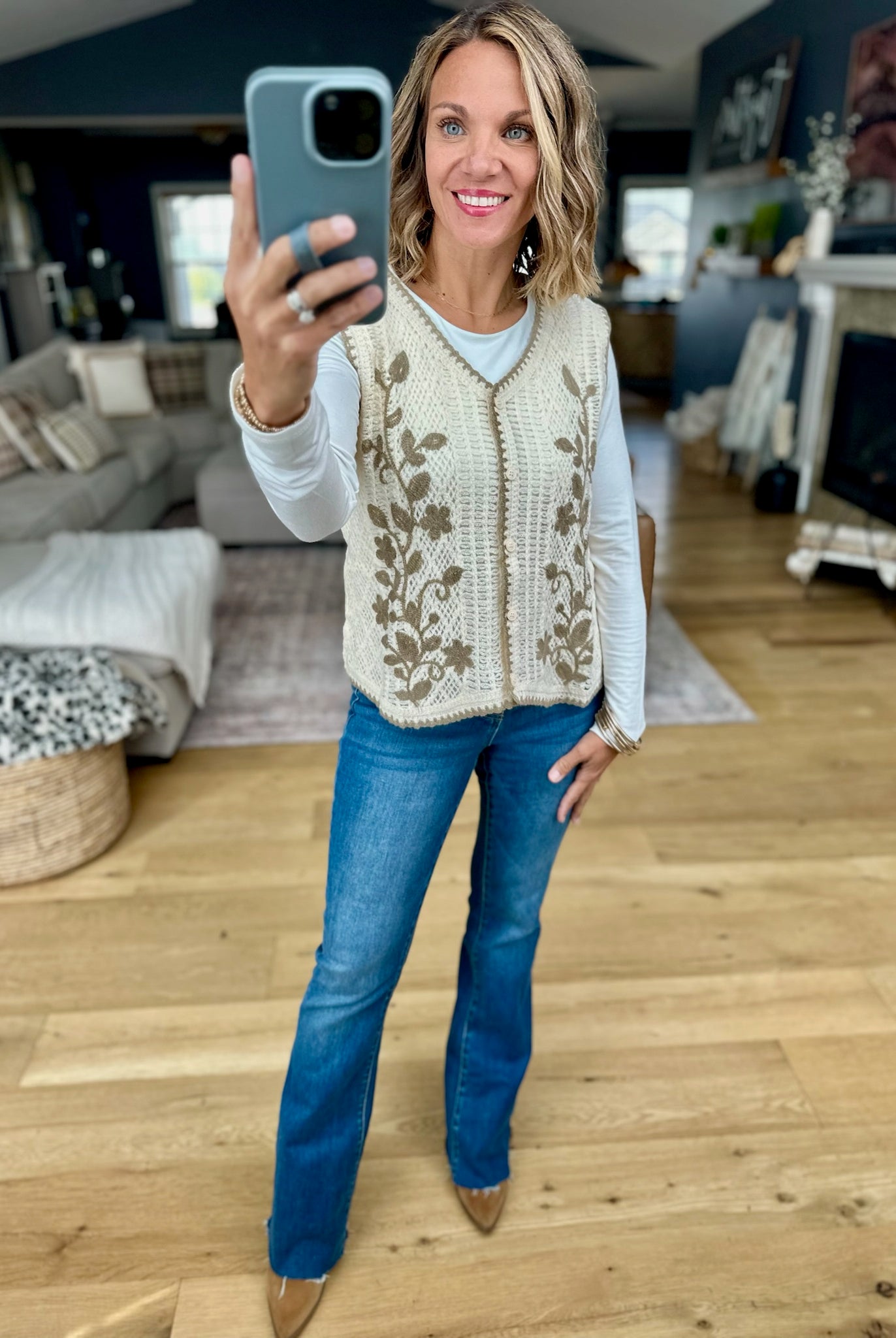 **Hearth Glow Crochet Knit Vest-Anniewear-Anna Kaytes Boutique, Women's Fashion Boutique in Grinnell, Iowa