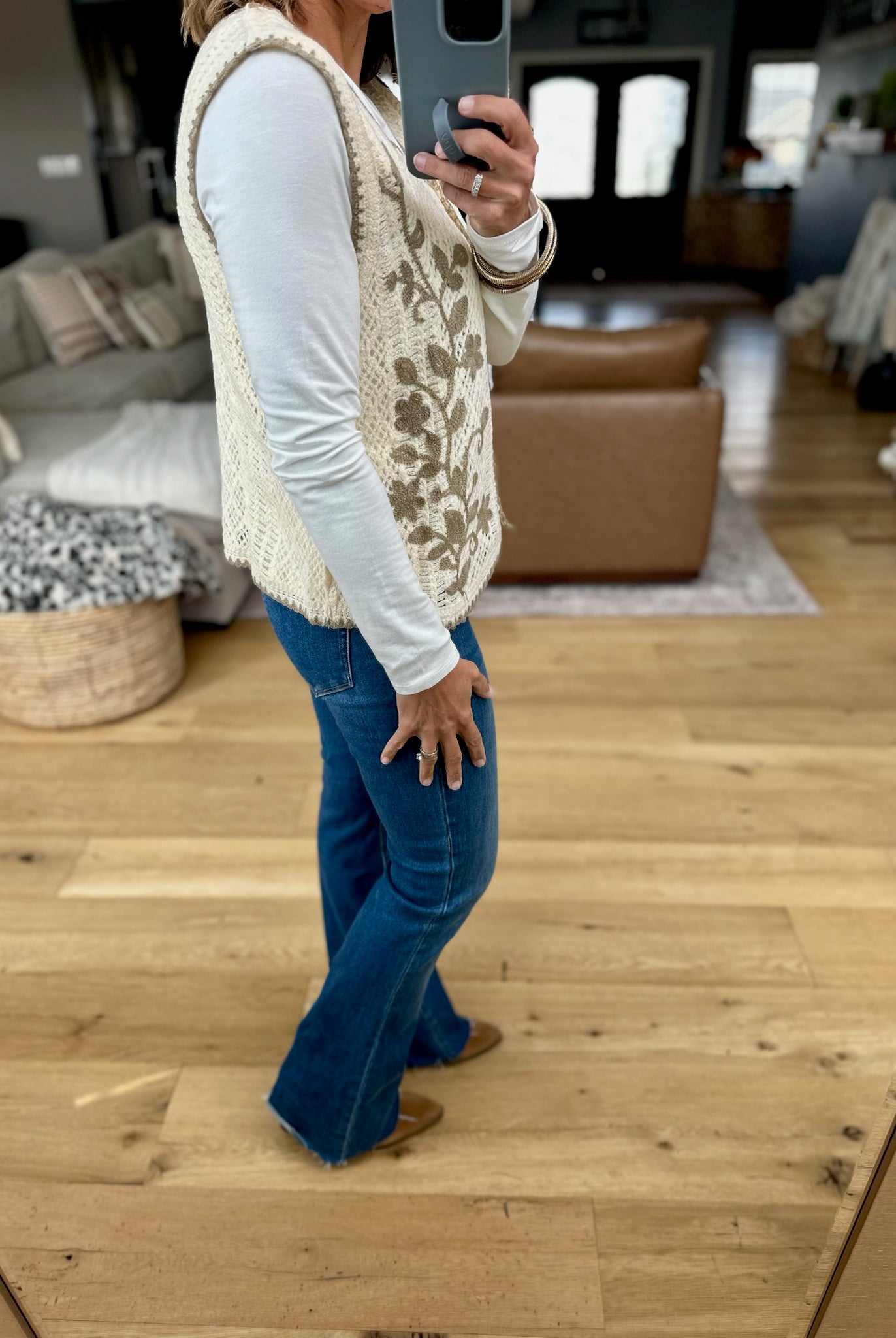 **Hearth Glow Crochet Knit Vest-Anniewear-Anna Kaytes Boutique, Women's Fashion Boutique in Grinnell, Iowa