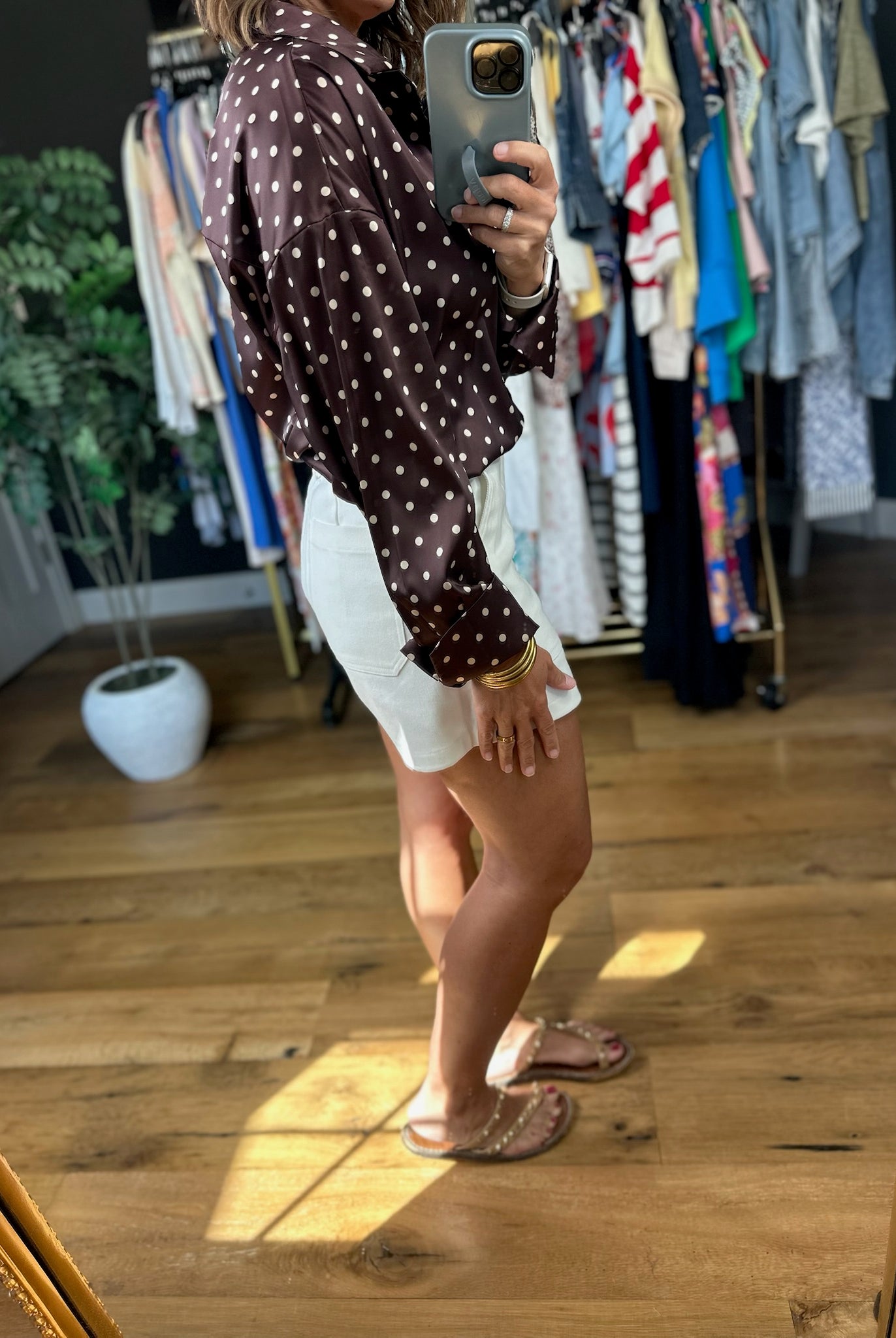 Served Its Purpose Polka-Dot Button-Down Top-Long Sleeves-Vine & Love-Anna Kaytes Boutique, Women's Fashion Boutique in Grinnell, Iowa