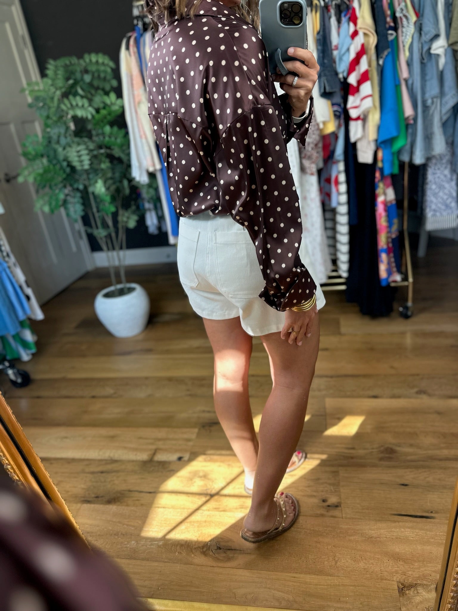 Served Its Purpose Polka-Dot Button-Down Top-Long Sleeves-Vine & Love-Anna Kaytes Boutique, Women's Fashion Boutique in Grinnell, Iowa