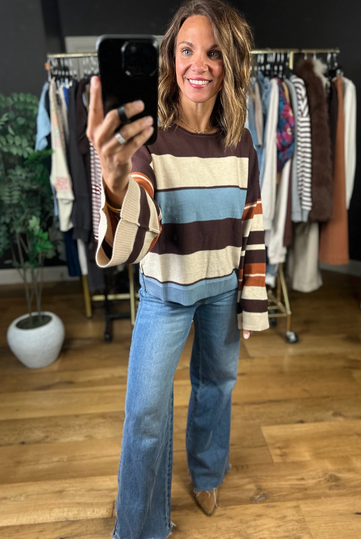 Same Roots Striped Lightweight Knit-Sweaters-Very J-Anna Kaytes Boutique, Women's Fashion Boutique in Grinnell, Iowa