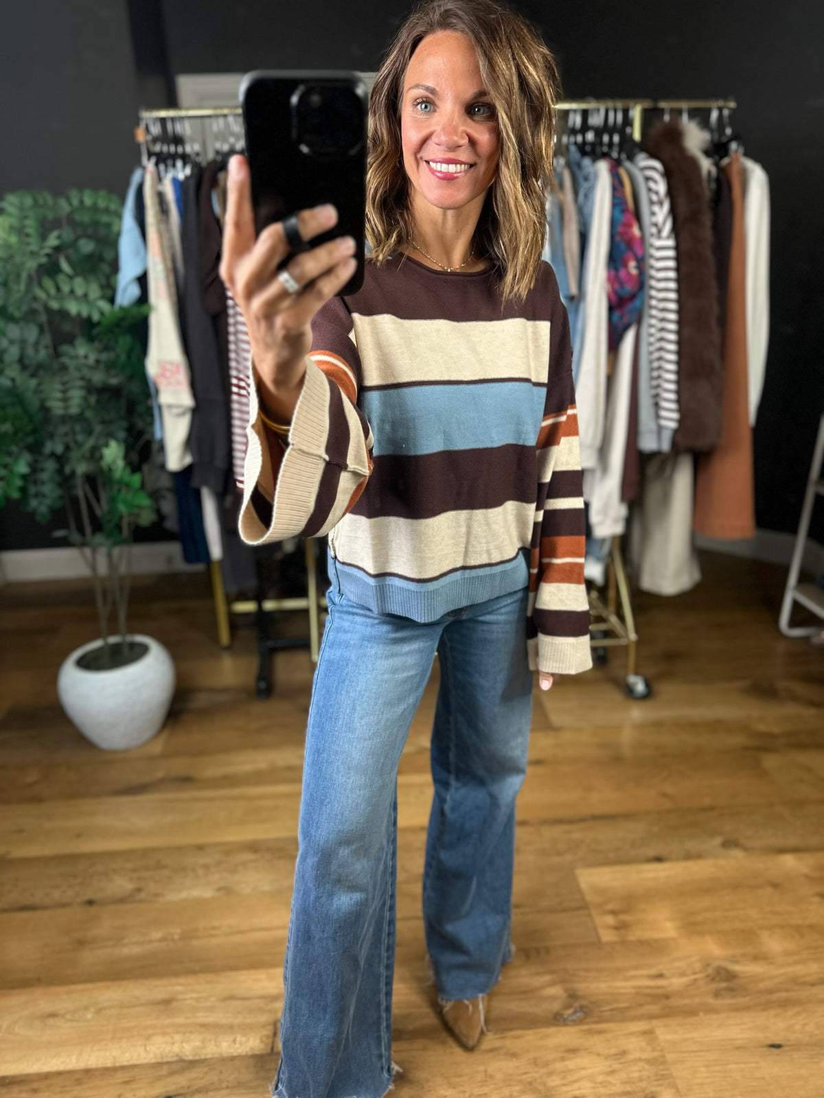 Same Roots Striped Lightweight Knit-Sweaters-Very J-Anna Kaytes Boutique, Women's Fashion Boutique in Grinnell, Iowa