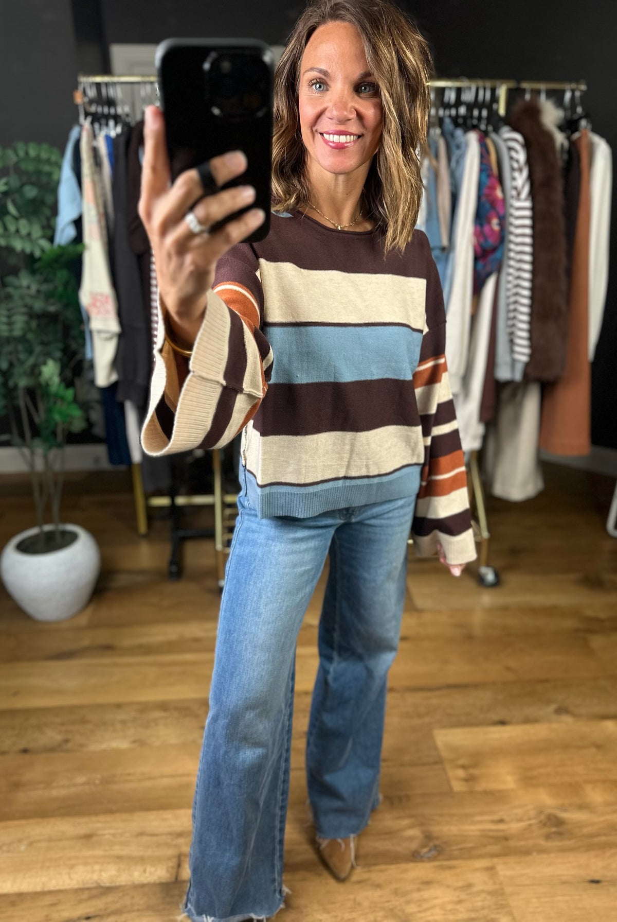 Same Roots Striped Lightweight Knit-Sweaters-Very J-Anna Kaytes Boutique, Women's Fashion Boutique in Grinnell, Iowa
