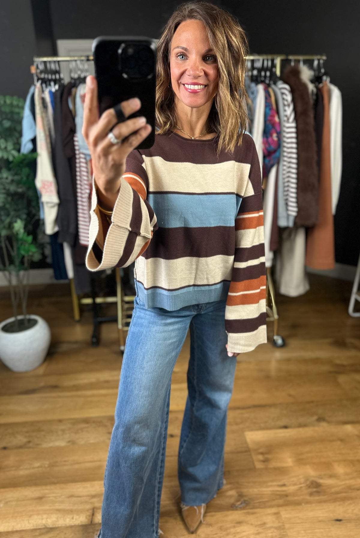 Same Roots Striped Lightweight Knit-Sweaters-Very J-Anna Kaytes Boutique, Women's Fashion Boutique in Grinnell, Iowa