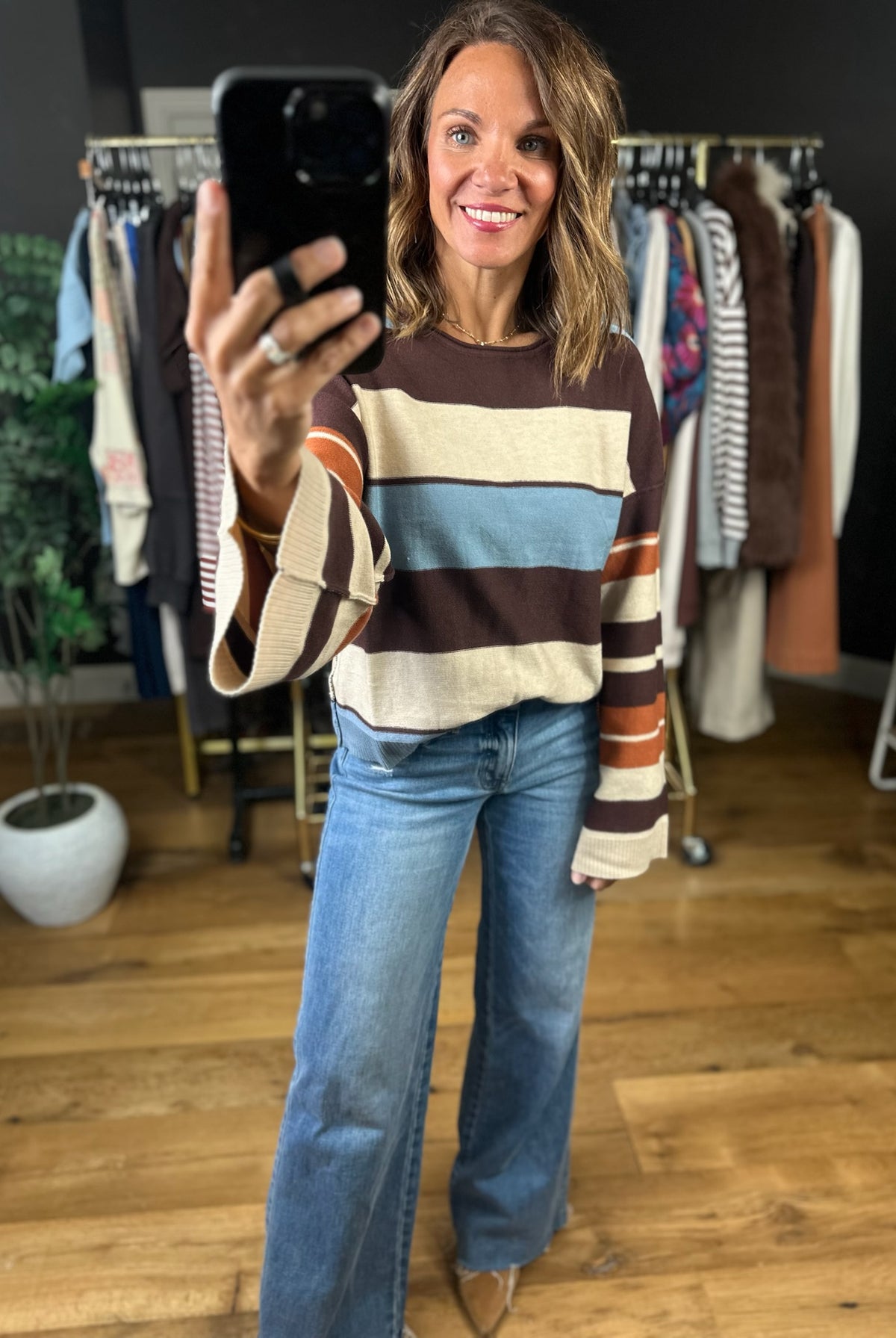 Same Roots Striped Lightweight Knit-Sweaters-Very J-Anna Kaytes Boutique, Women's Fashion Boutique in Grinnell, Iowa